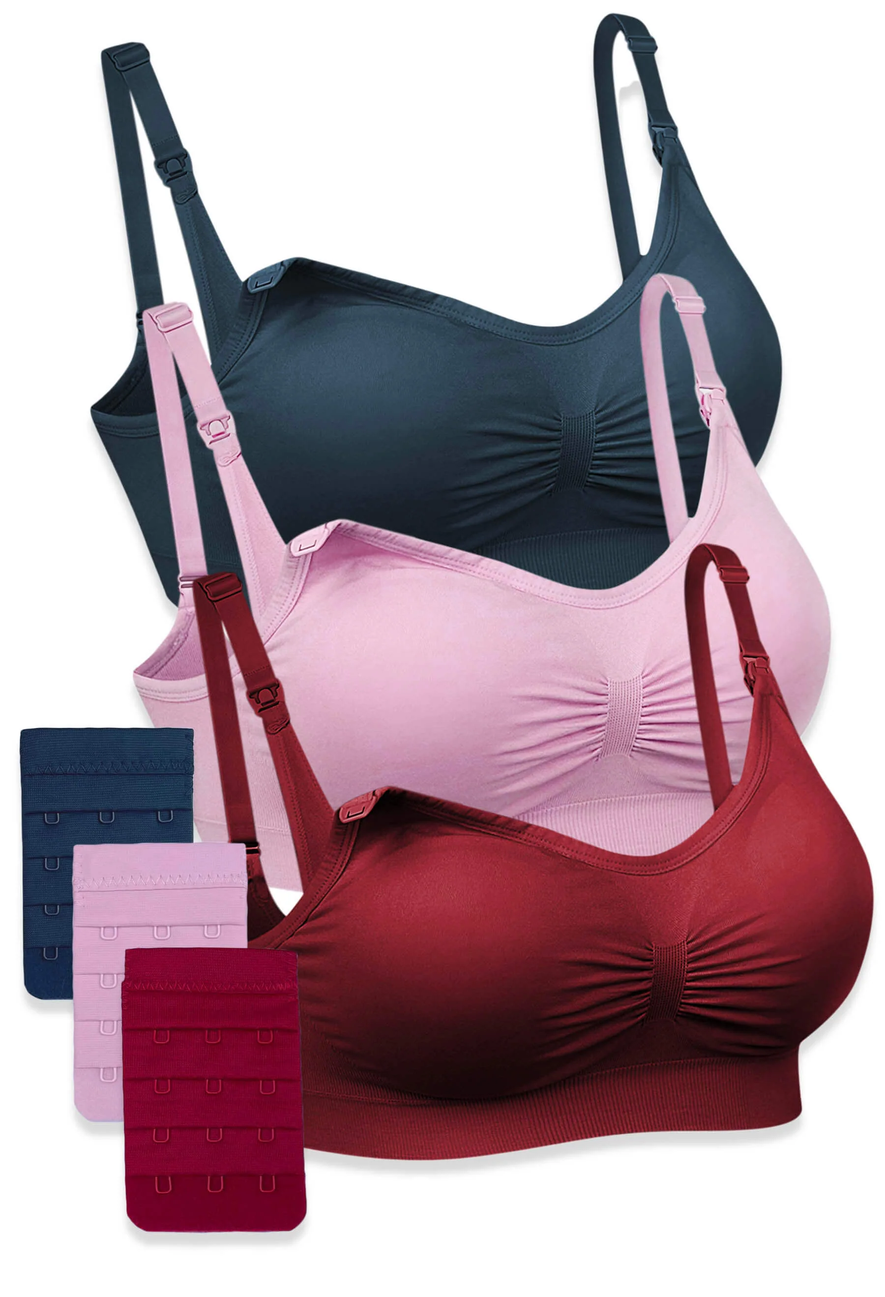 3 Pack Bamboo Wire Free Maternity and Nursing Bra + Bra Extender Set - Image 35