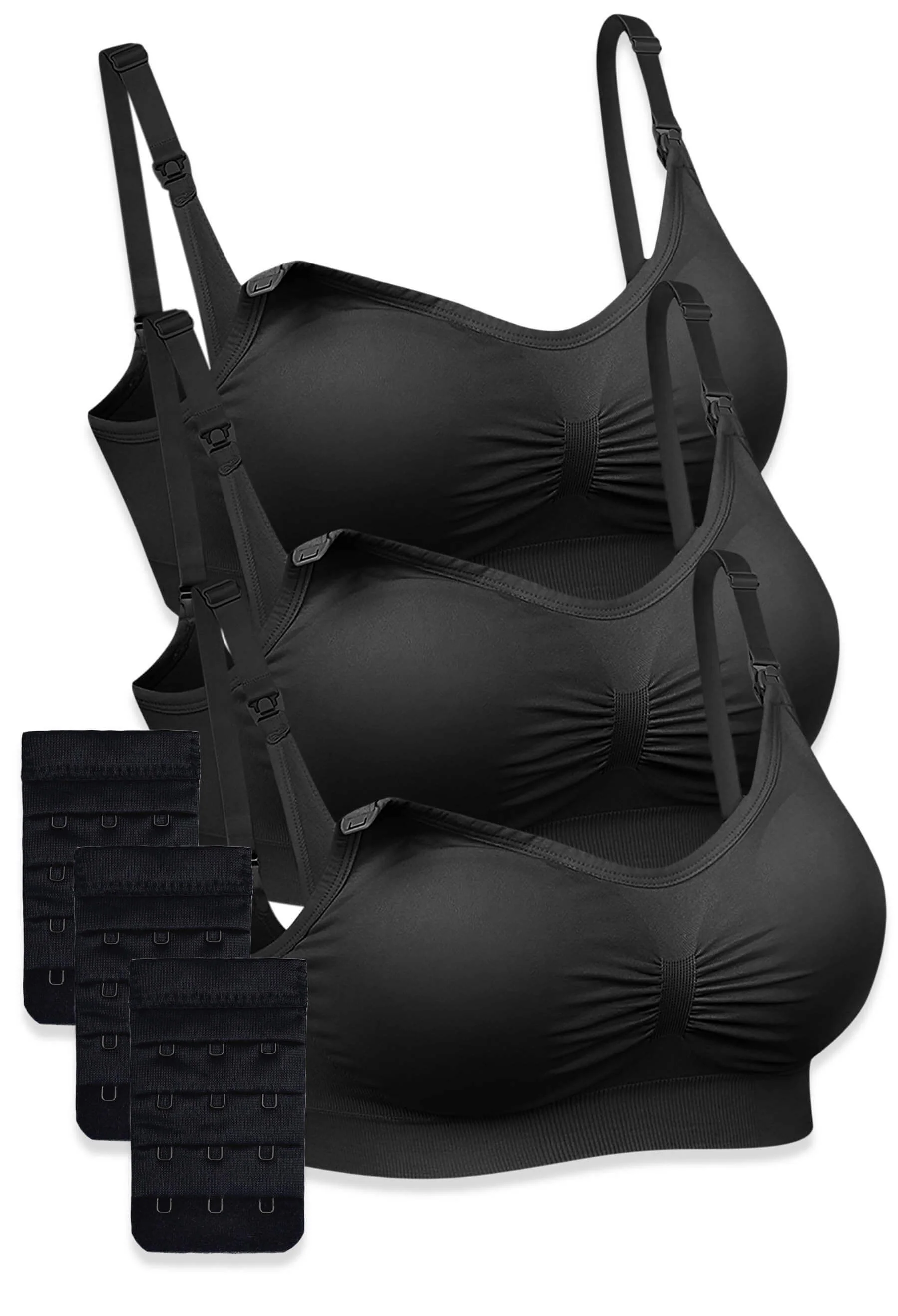 3 Pack Bamboo Wire Free Maternity and Nursing Bra + Bra Extender Set - Image 36