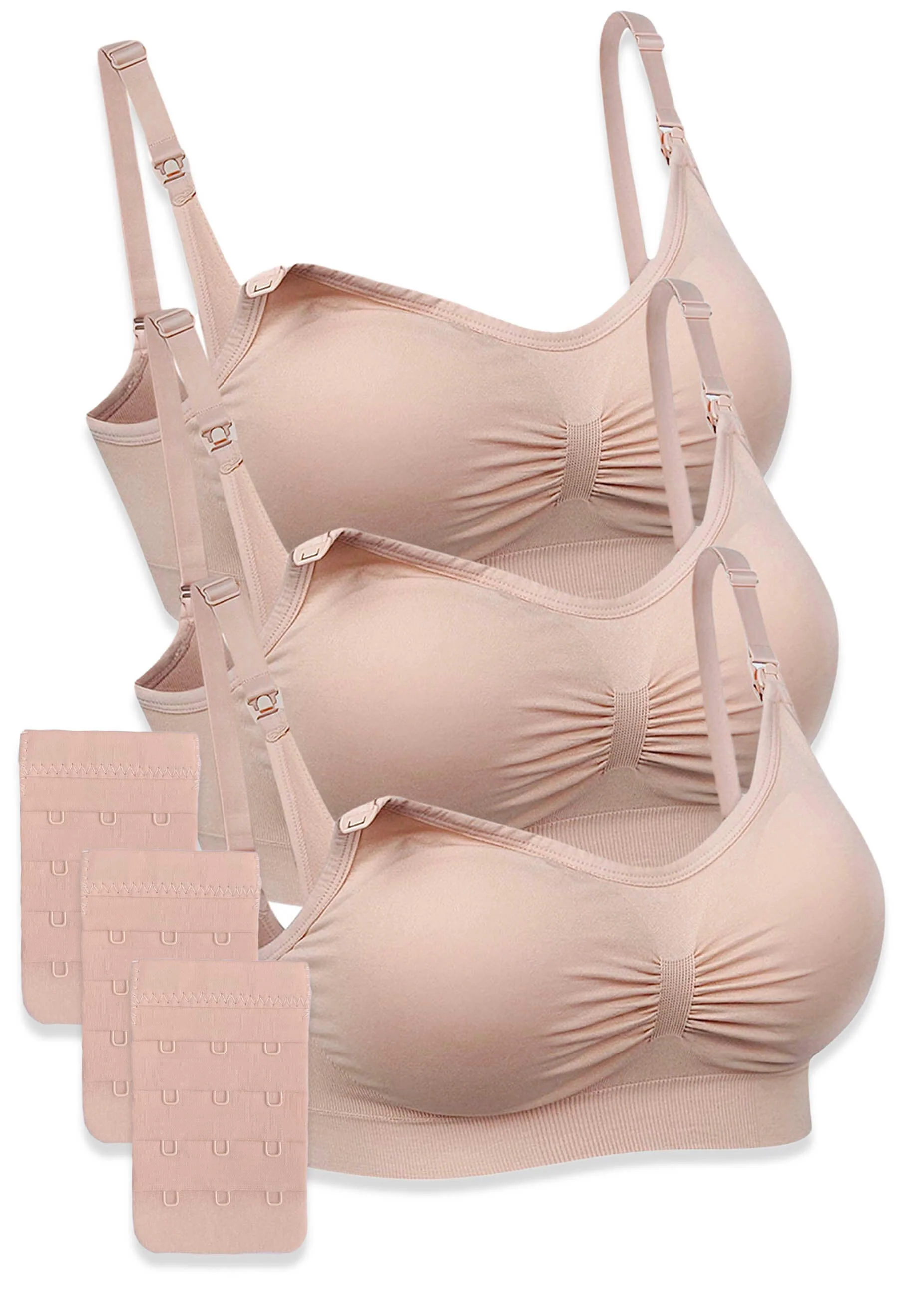 3 Pack Bamboo Wire Free Maternity and Nursing Bra + Bra Extender Set - Image 37