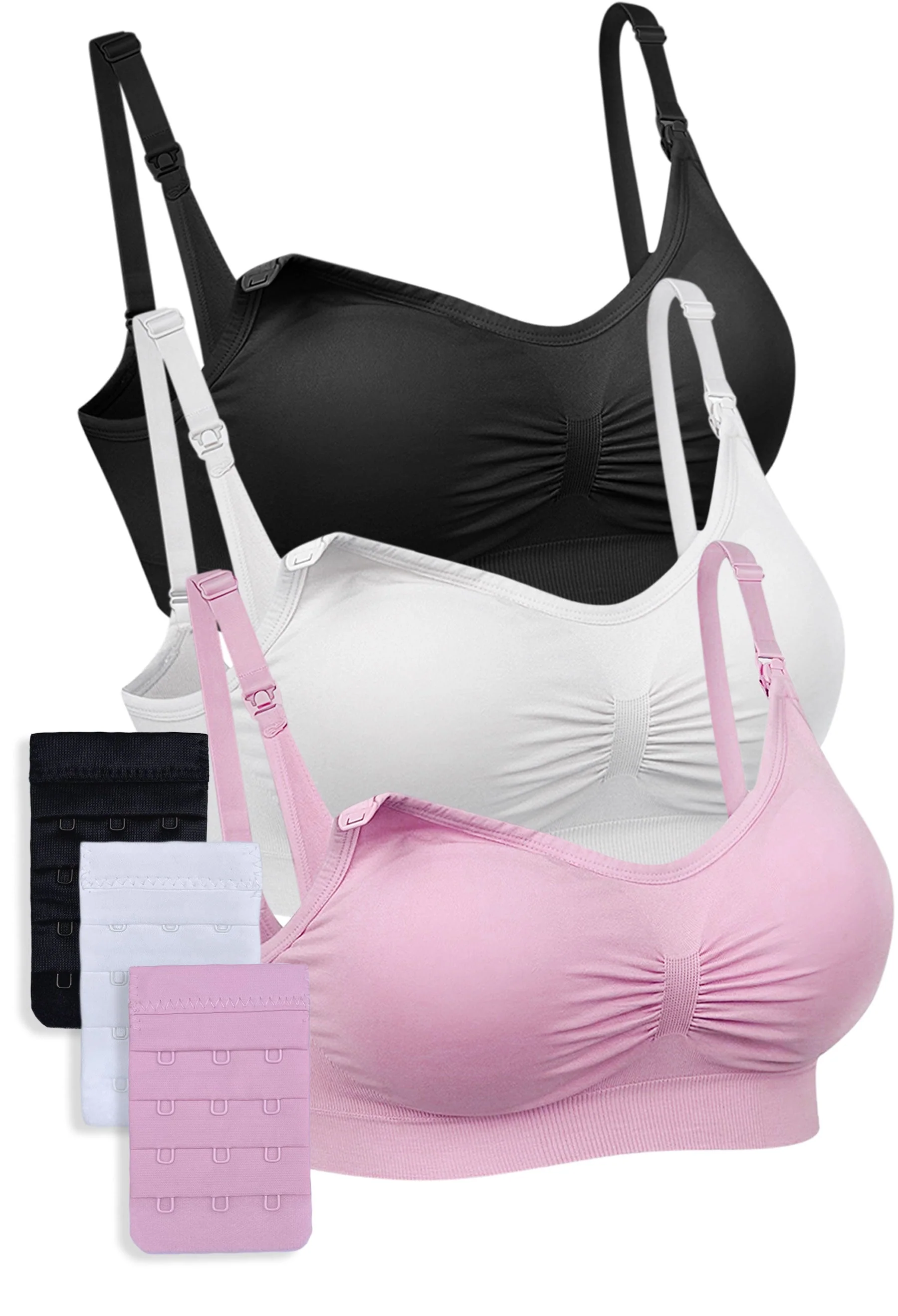 3 Pack Bamboo Wire Free Maternity and Nursing Bra + Bra Extender Set - Image 38