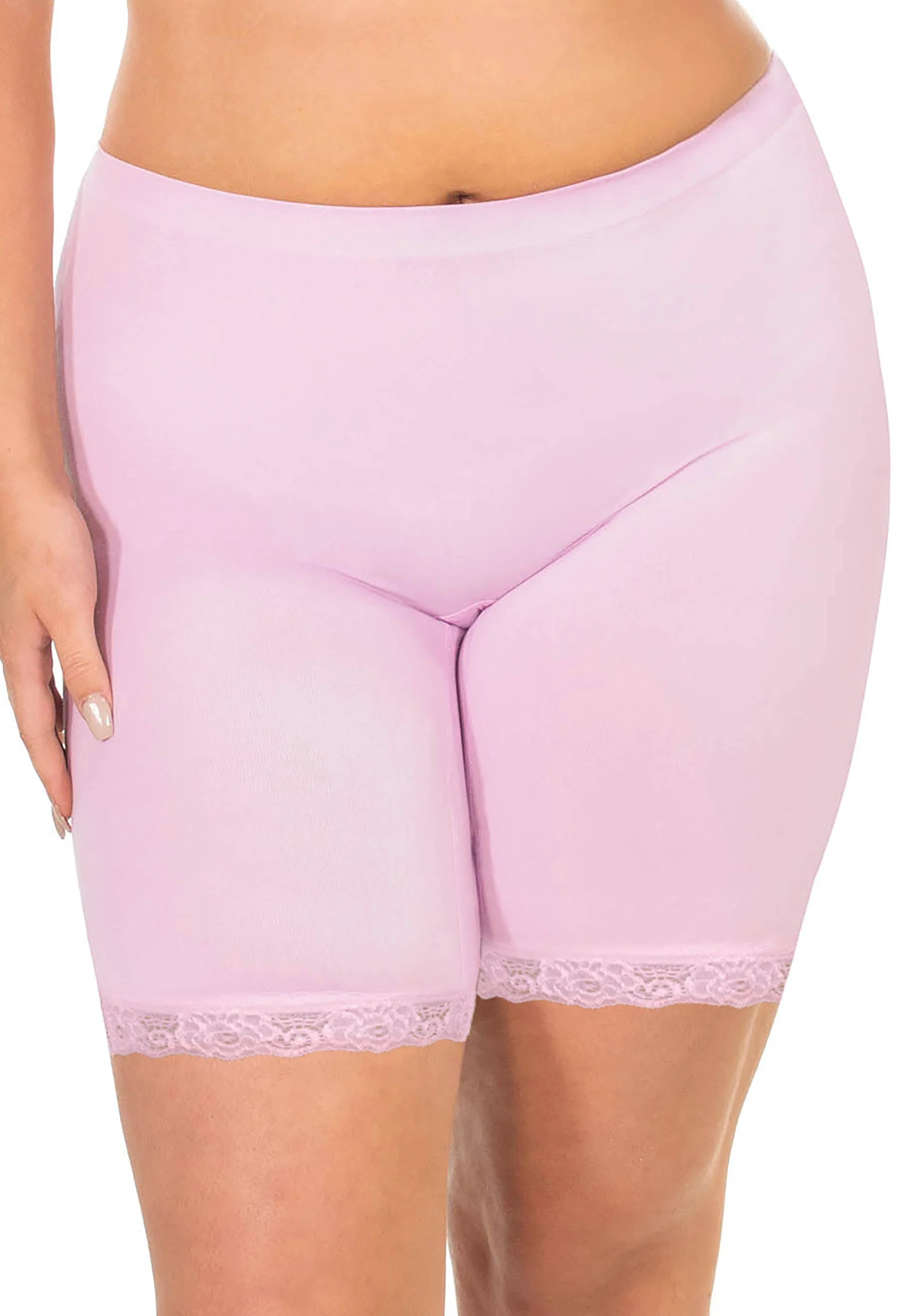 Anti Chafing Lace Midi Cotton Rich Shorts | Lilac Snow