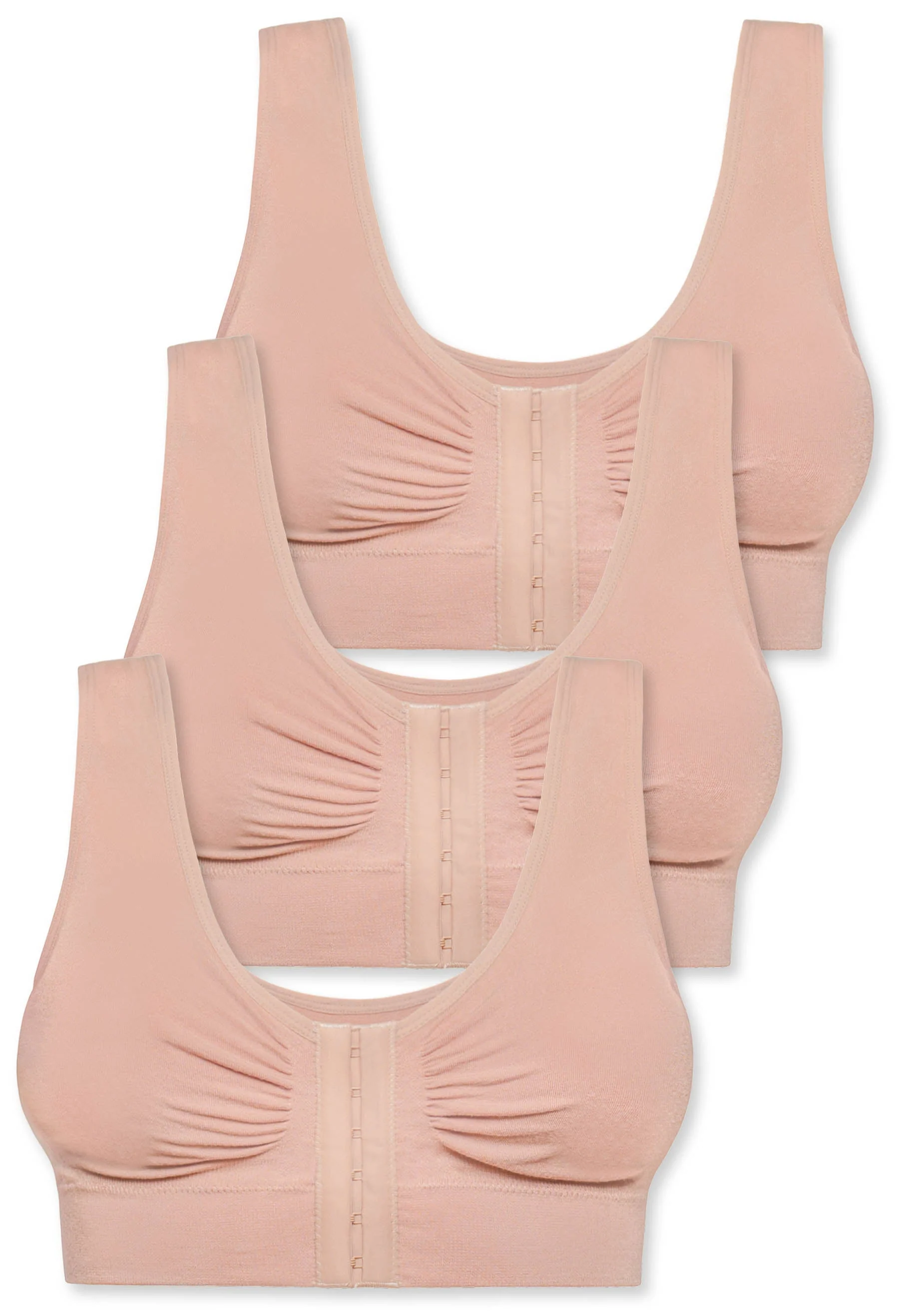 Bamboo Padded Front Closure Wire Free Bra - 3 Pack - Image 11