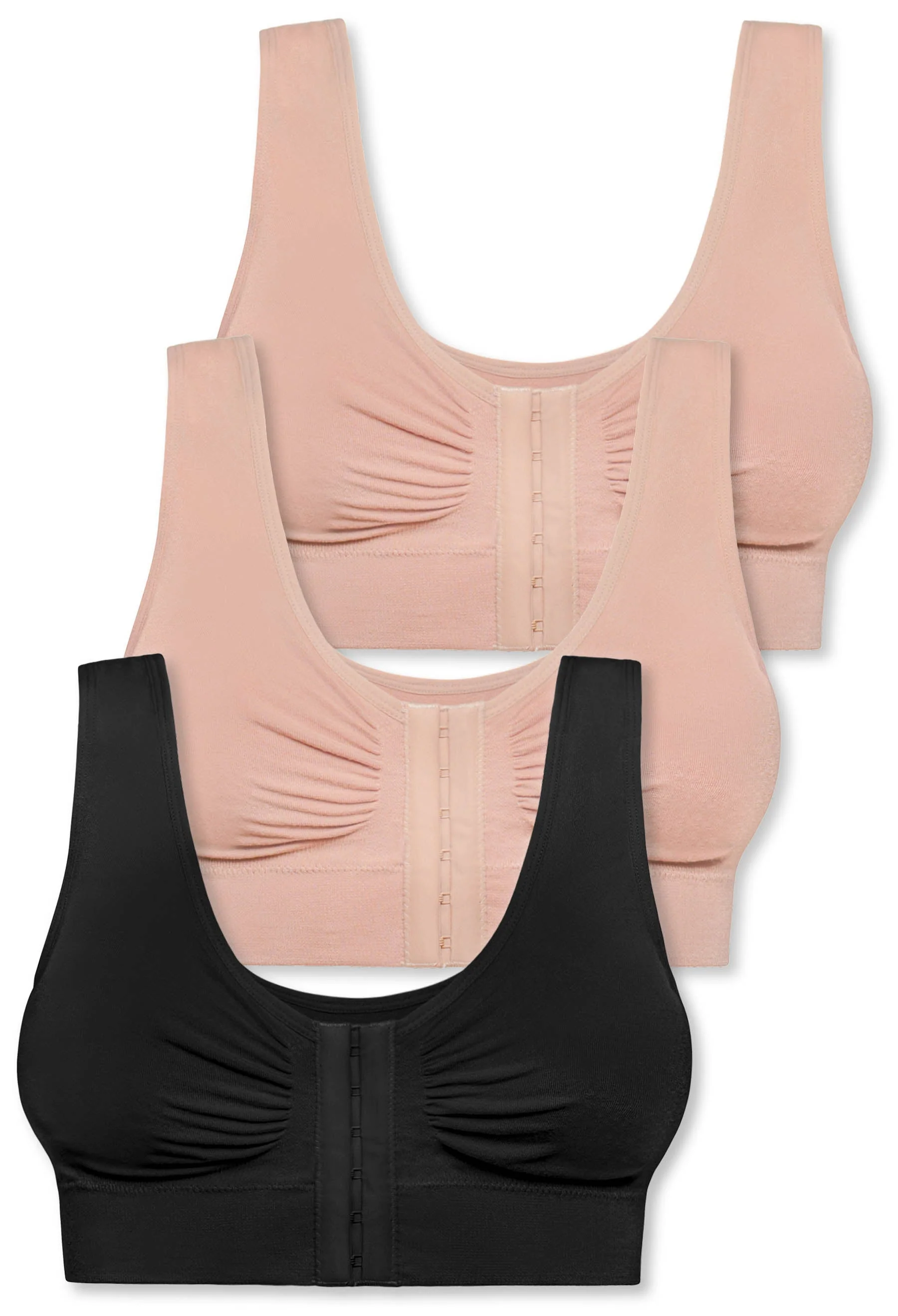 Bamboo Padded Front Closure Wire Free Bra - 3 Pack - Image 9