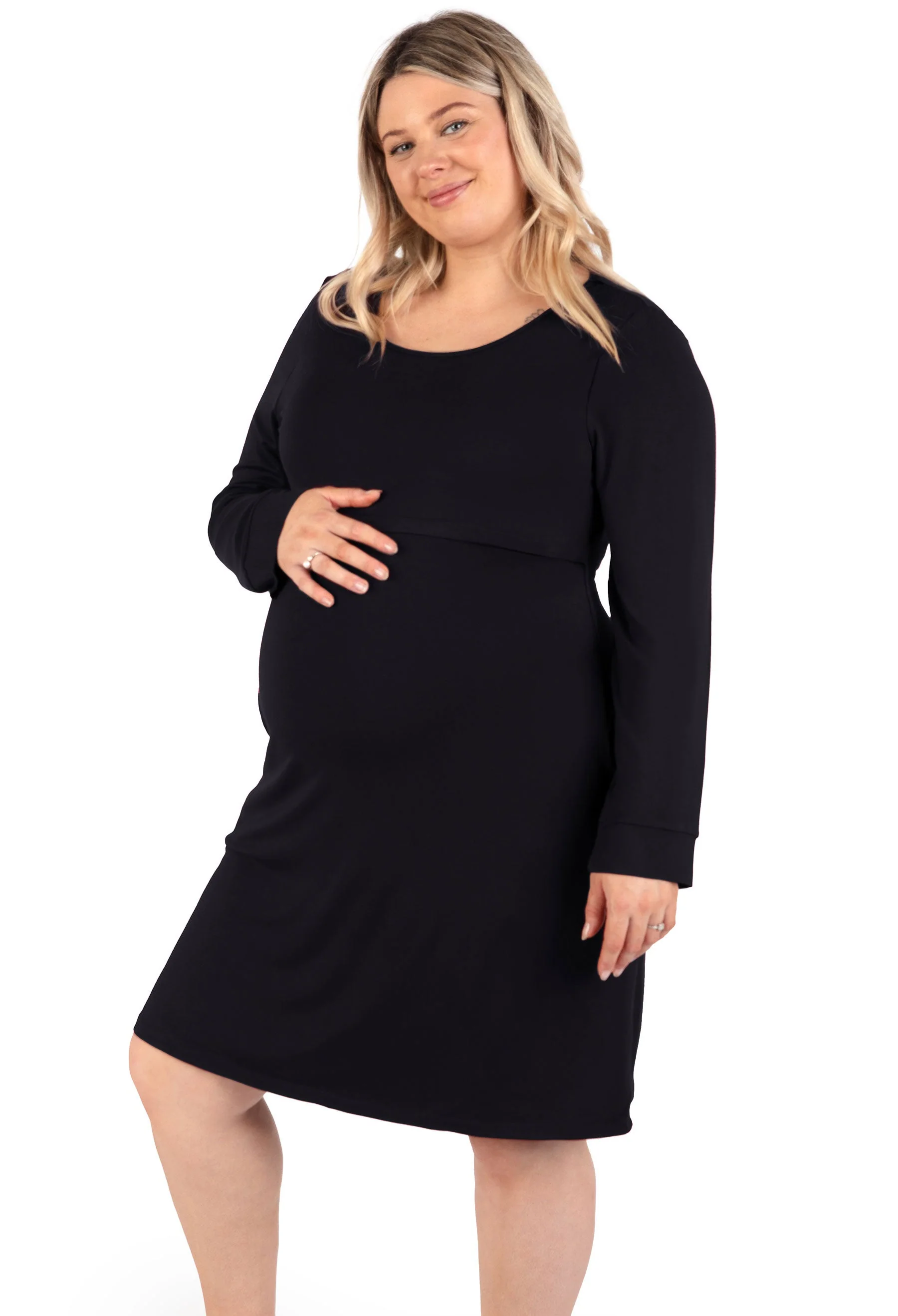 Bamboo Long Sleeve Maternity & Nursing Dress - Image 11