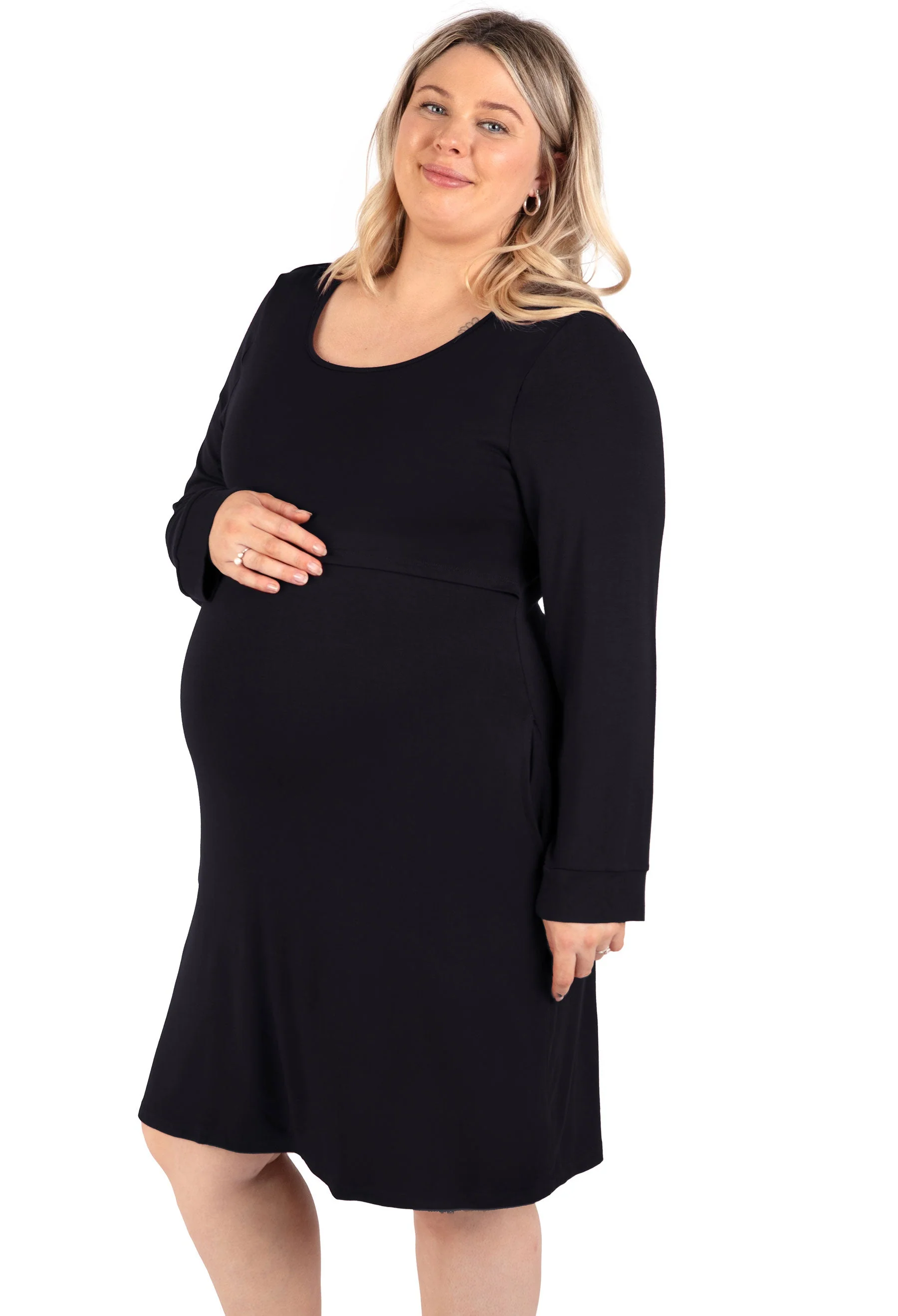 Bamboo Long Sleeve Maternity & Nursing Dress - 2 Pack - Image 11
