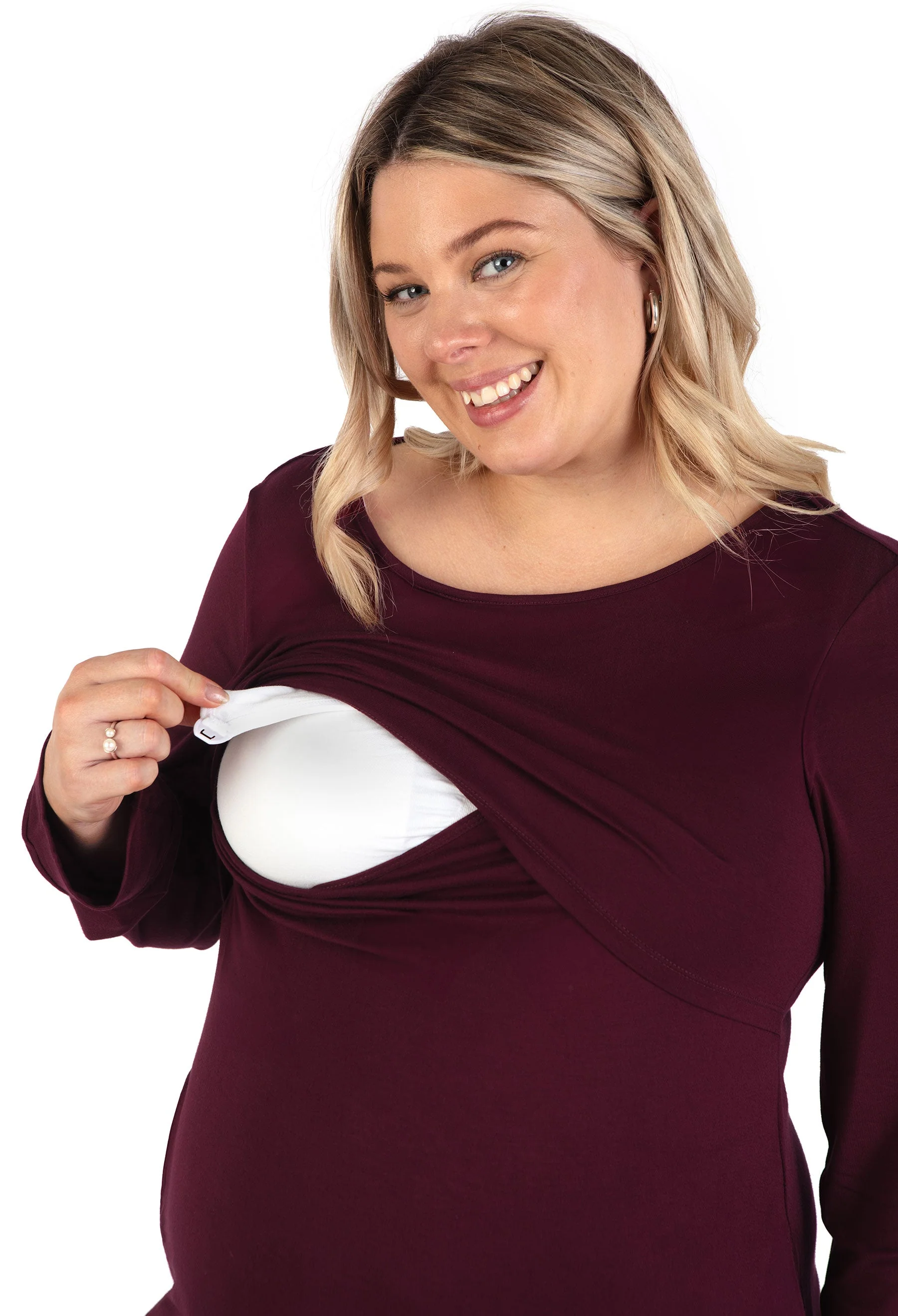 Bamboo Long Sleeve Maternity & Nursing Dress - Image 2
