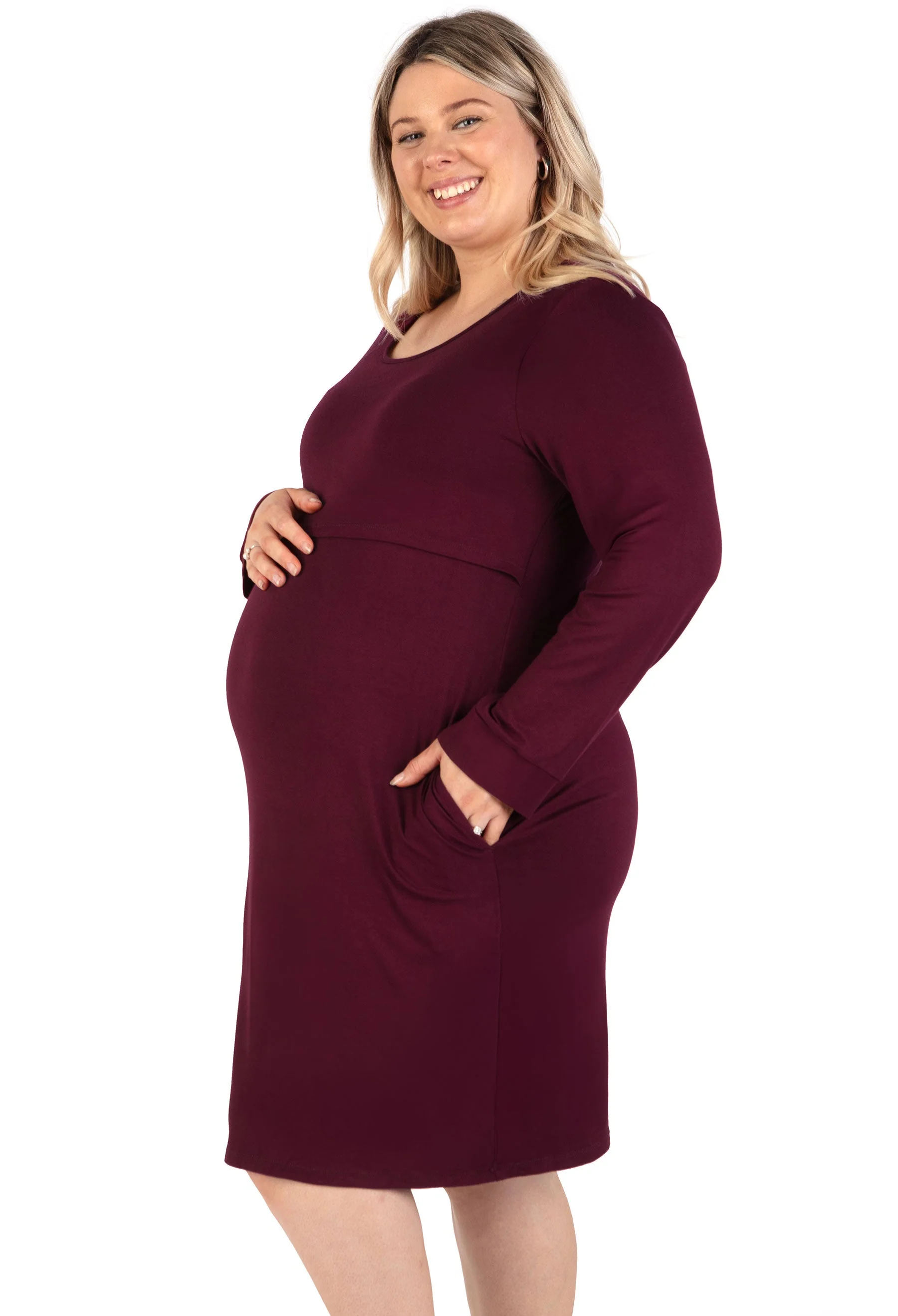 Bamboo Long Sleeve Nursing Dress - Image 15
