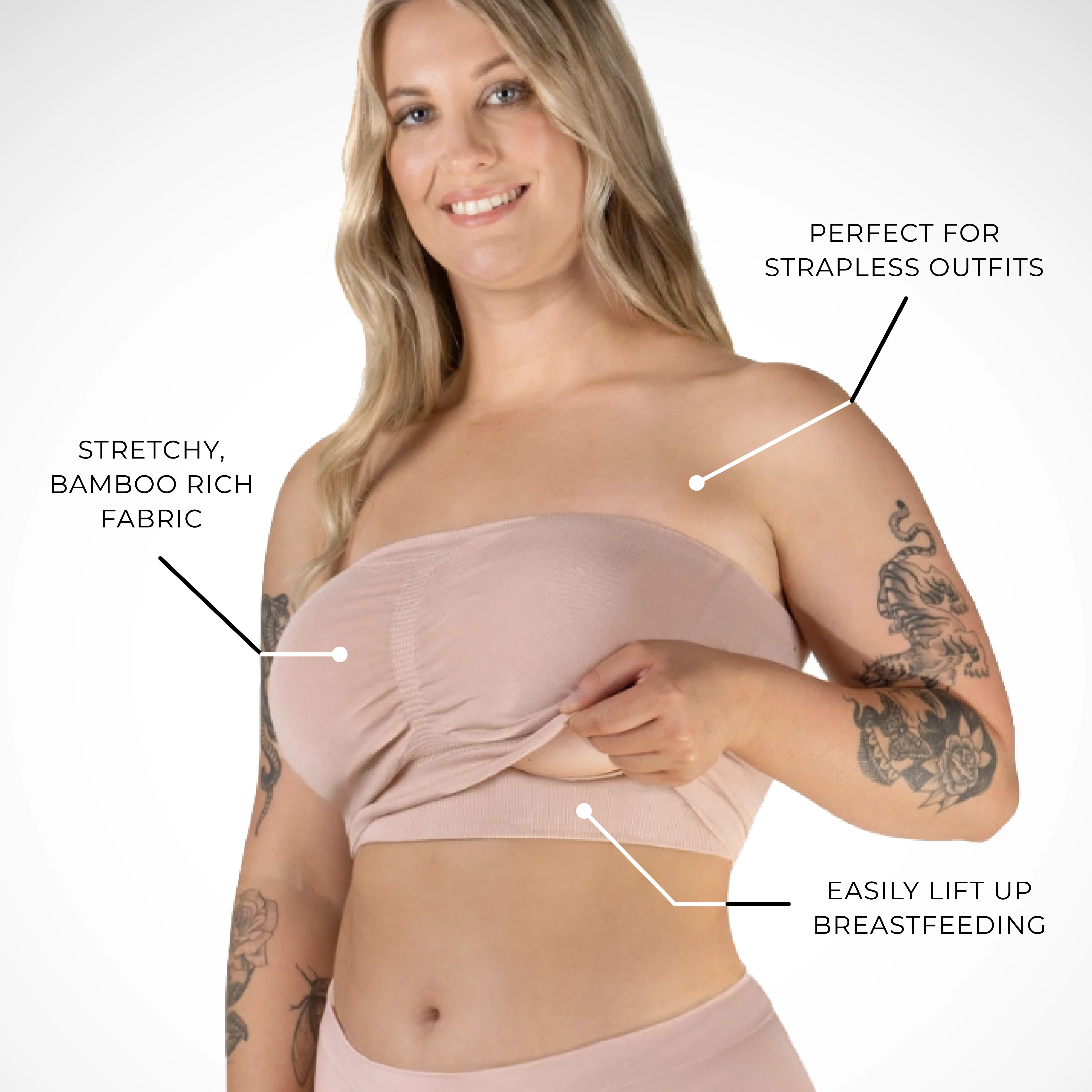 Full Bust Bamboo Strapless Maternity & Nursing Wire Free ﻿Bra - 3 Pack - Image 4