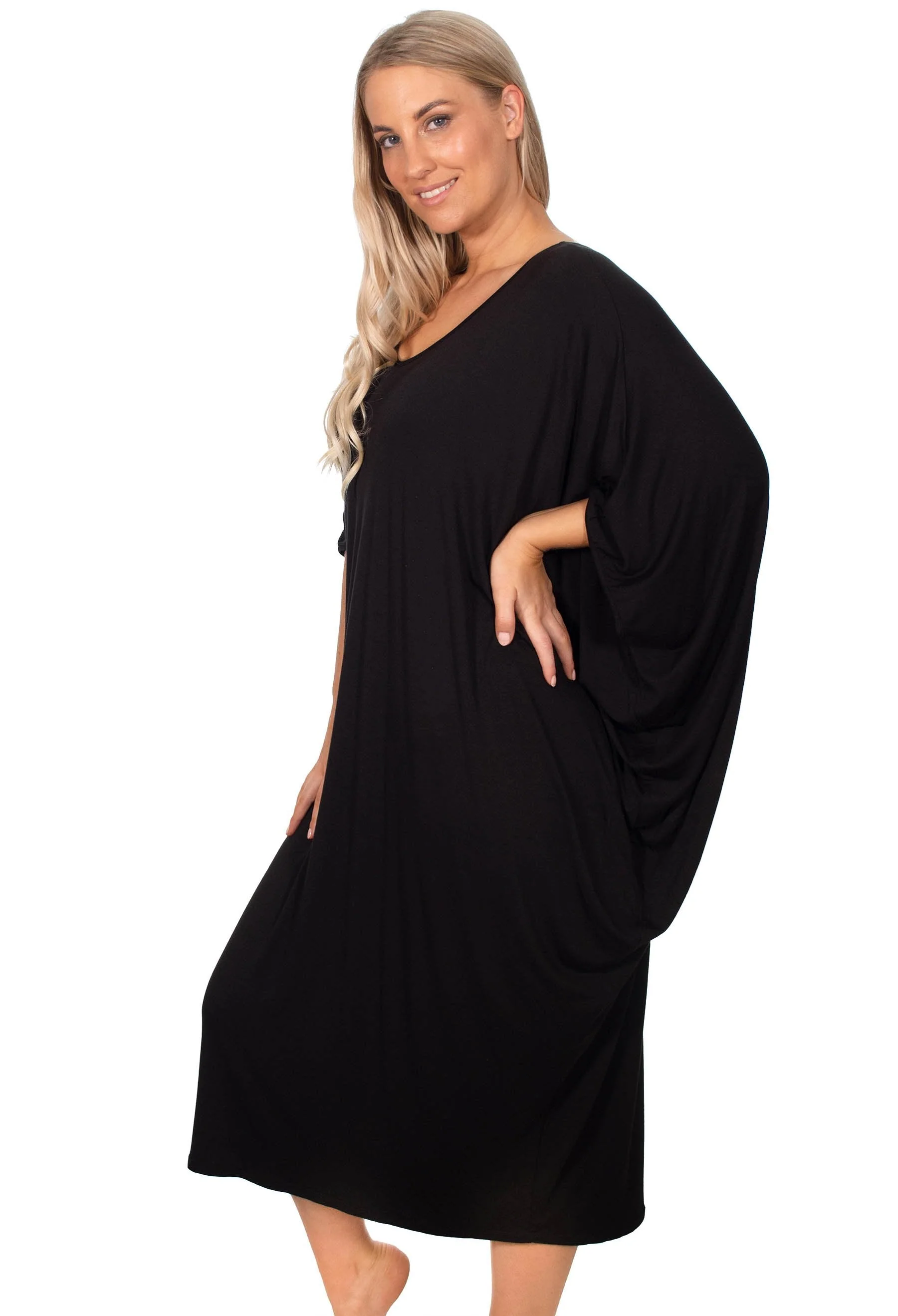 Bamboo V Neck Draped Dress - 2 Pack - Image 2