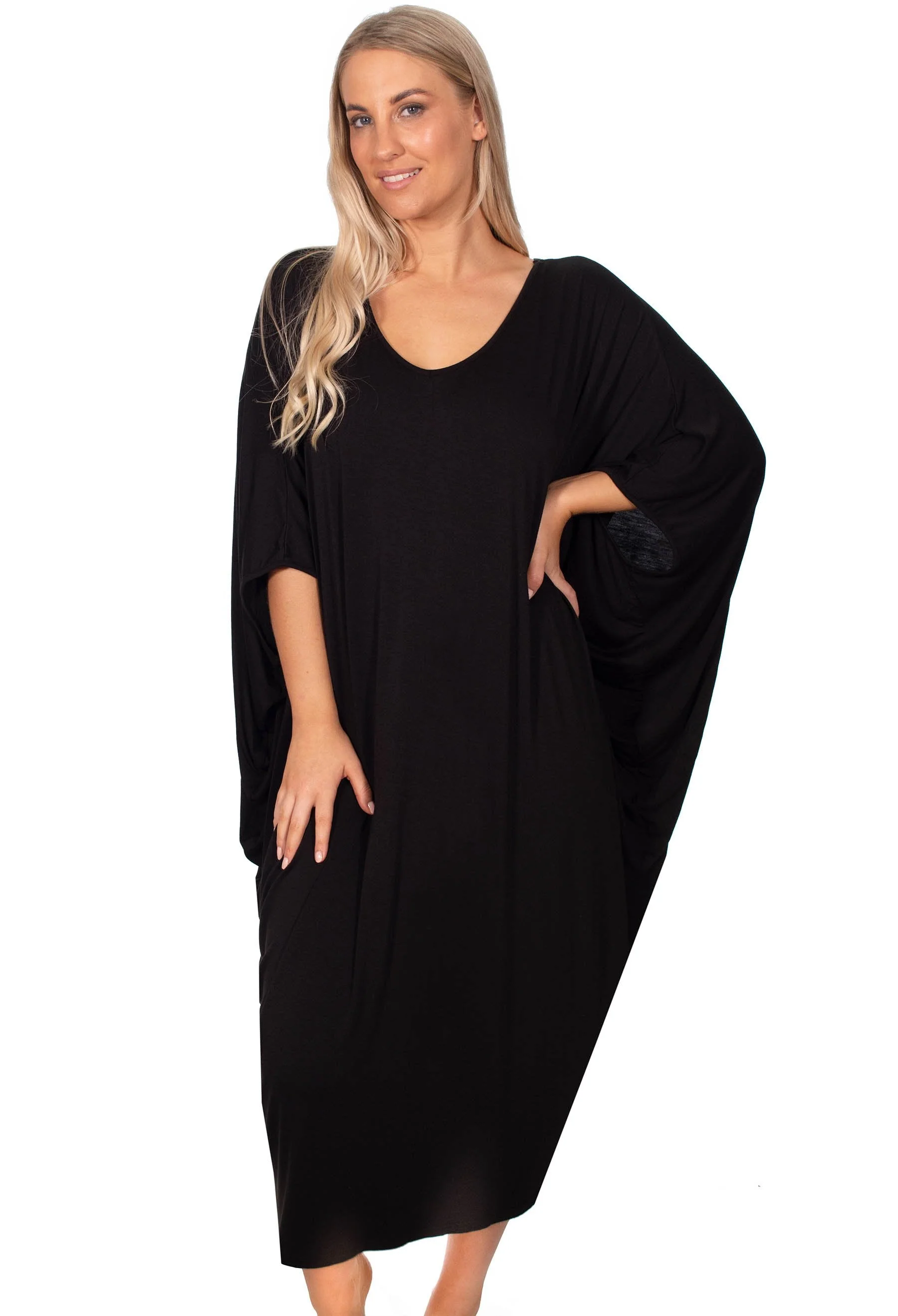 Bamboo V Neck Draped Dress - 2 Pack - Image 3