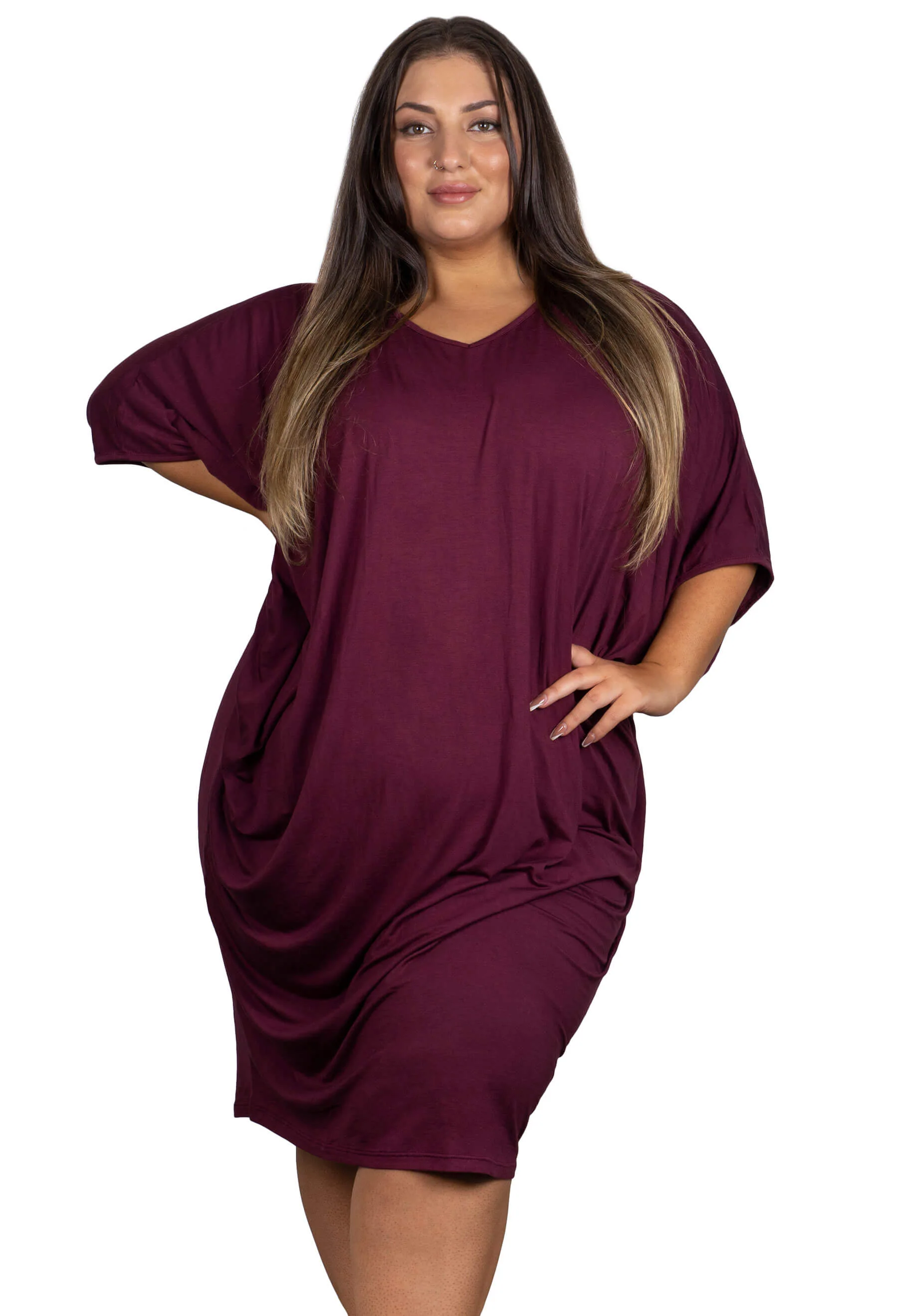 Bamboo V Neck Draped Dress - 2 Pack - Image 8