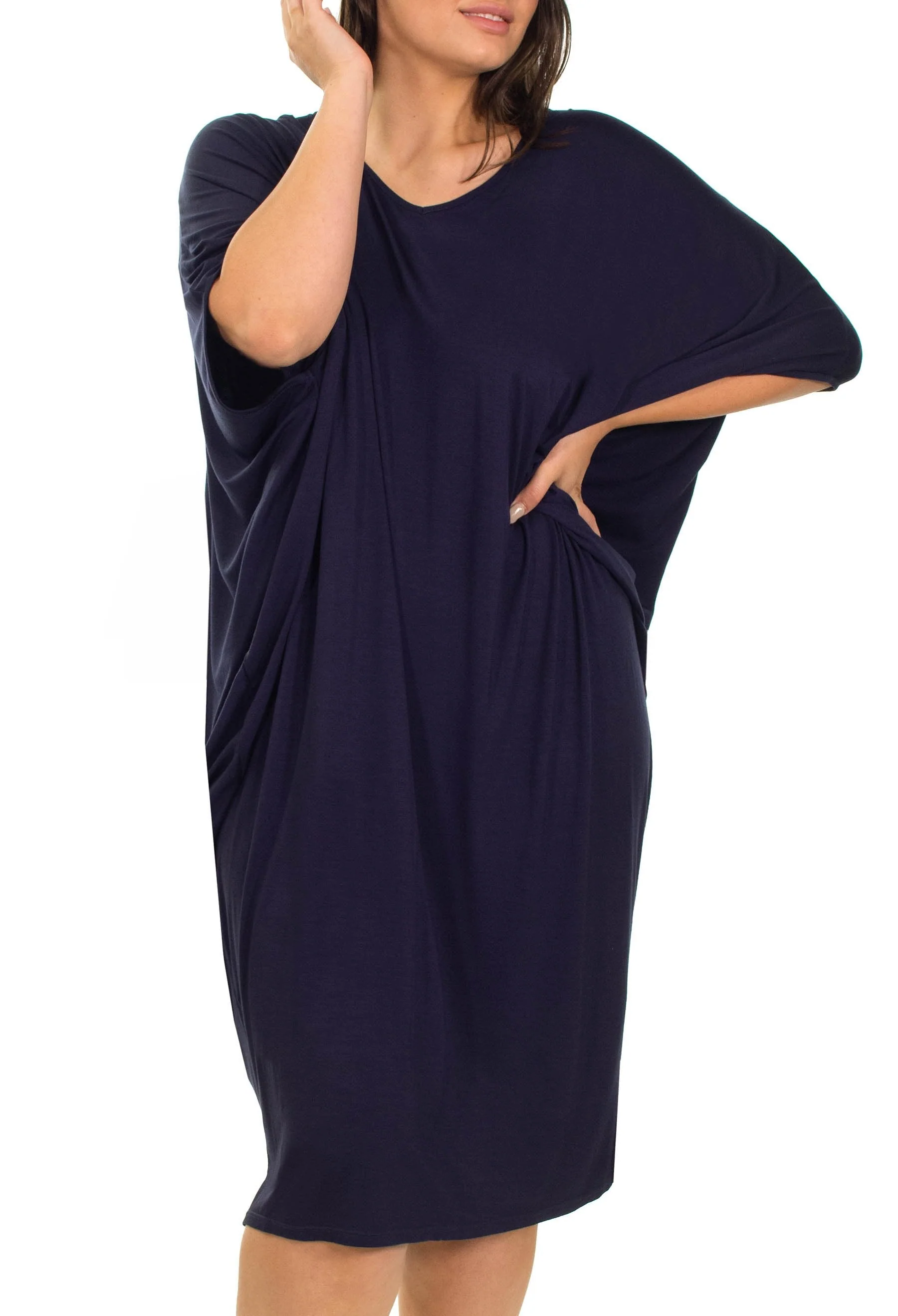 Bamboo V Neck Draped Dress - 2 Pack - Image 9