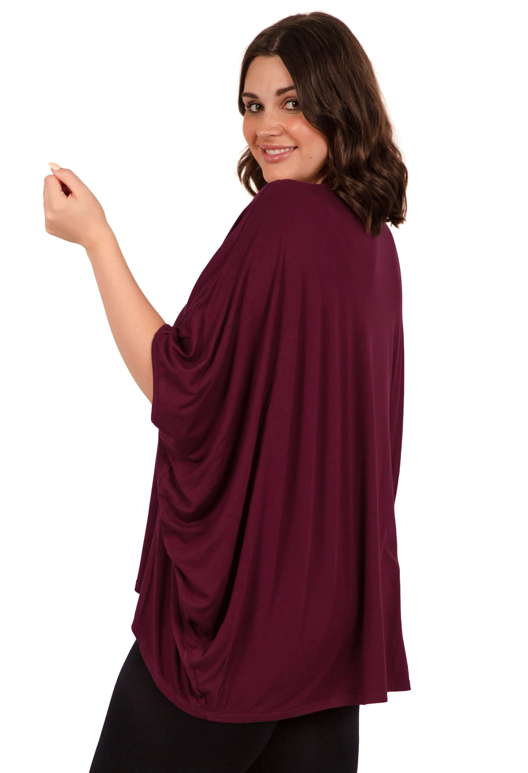 Bamboo V Neck Draped Short Sleeve Top - 2 PACK - Image 7