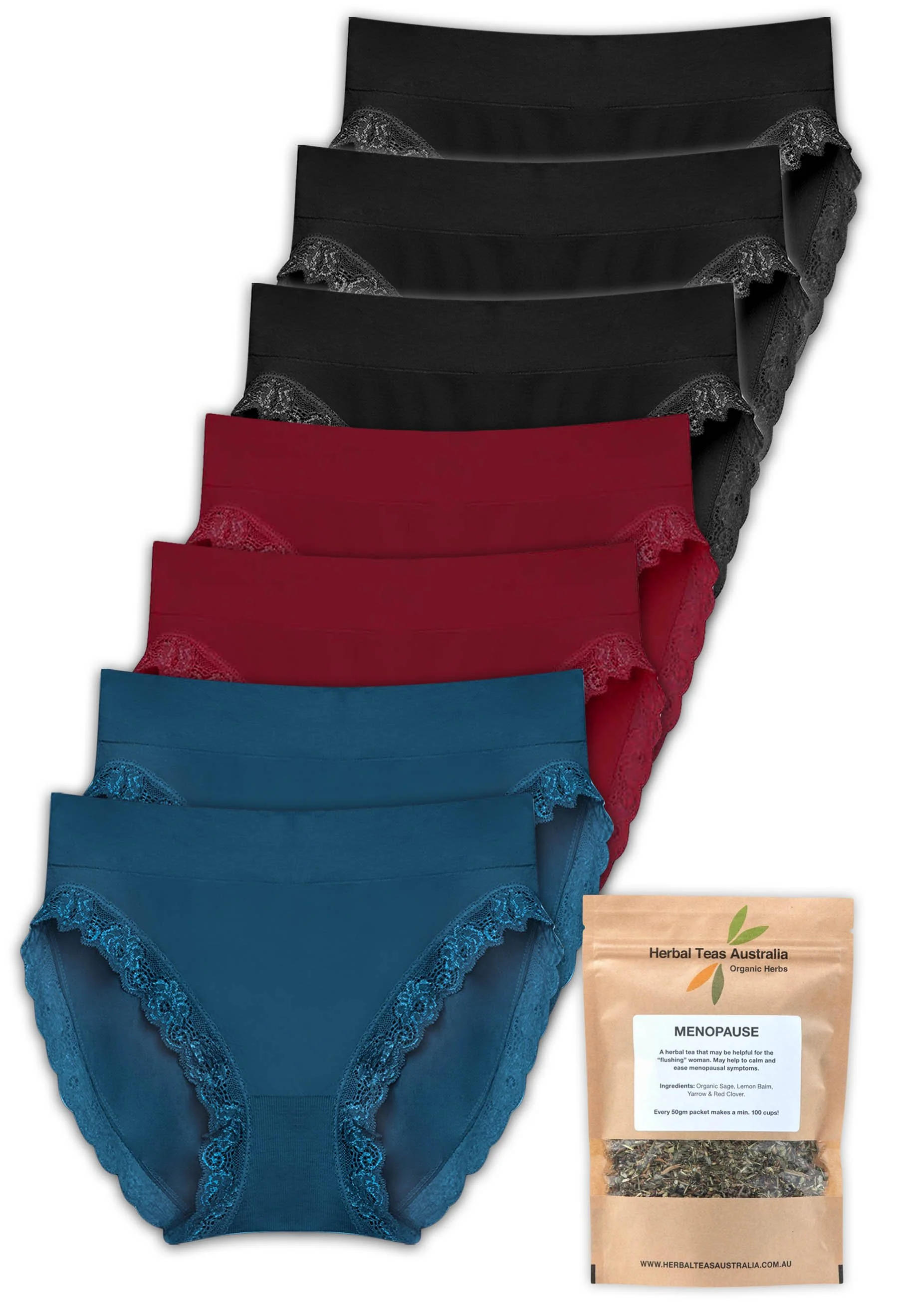 Lace High Cut Briefs + Menopause Relief Tea Set - Image 28
