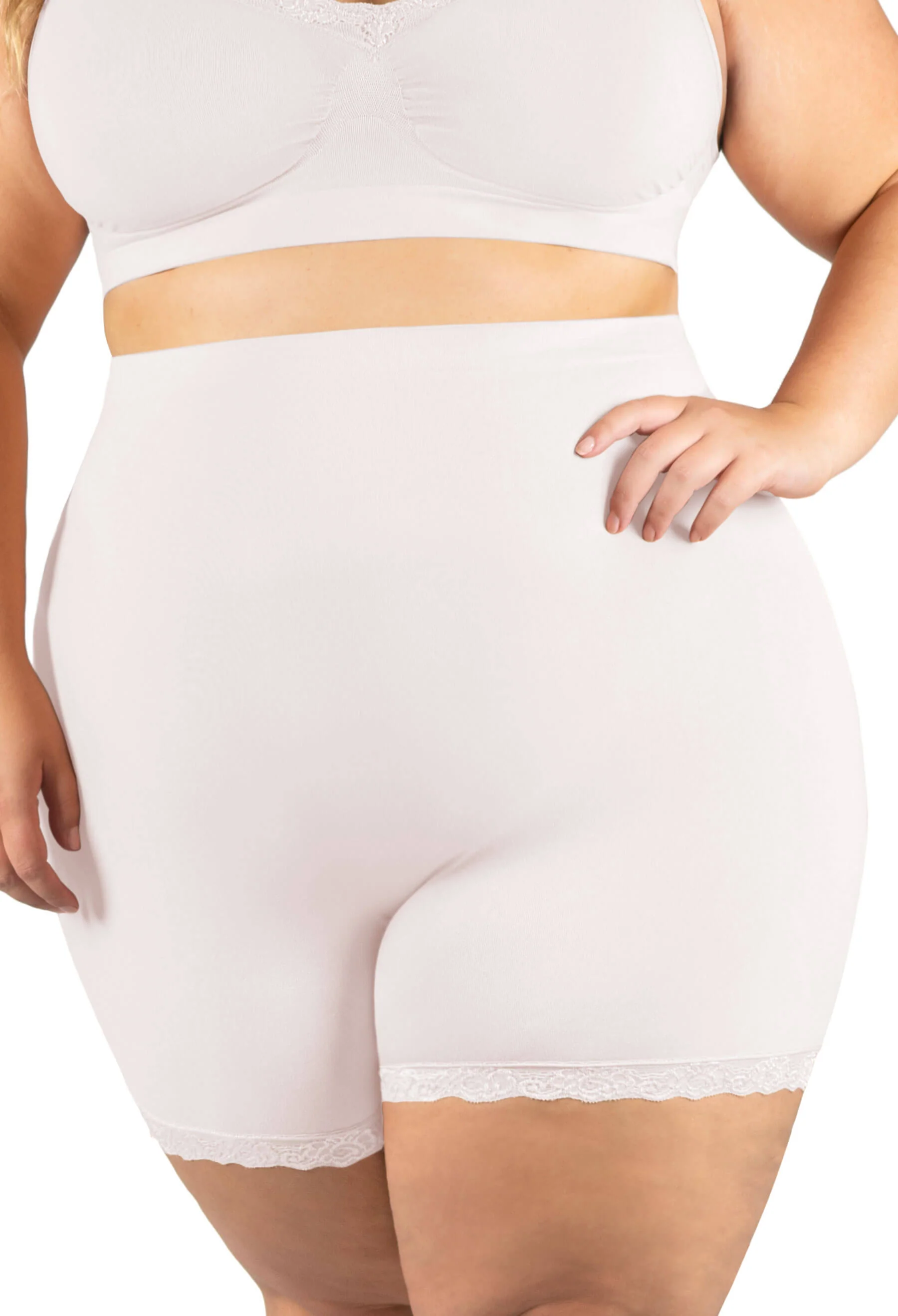 Curvy Anti Chafing High Rise Petite Cotton Rich Shorts - Image 11