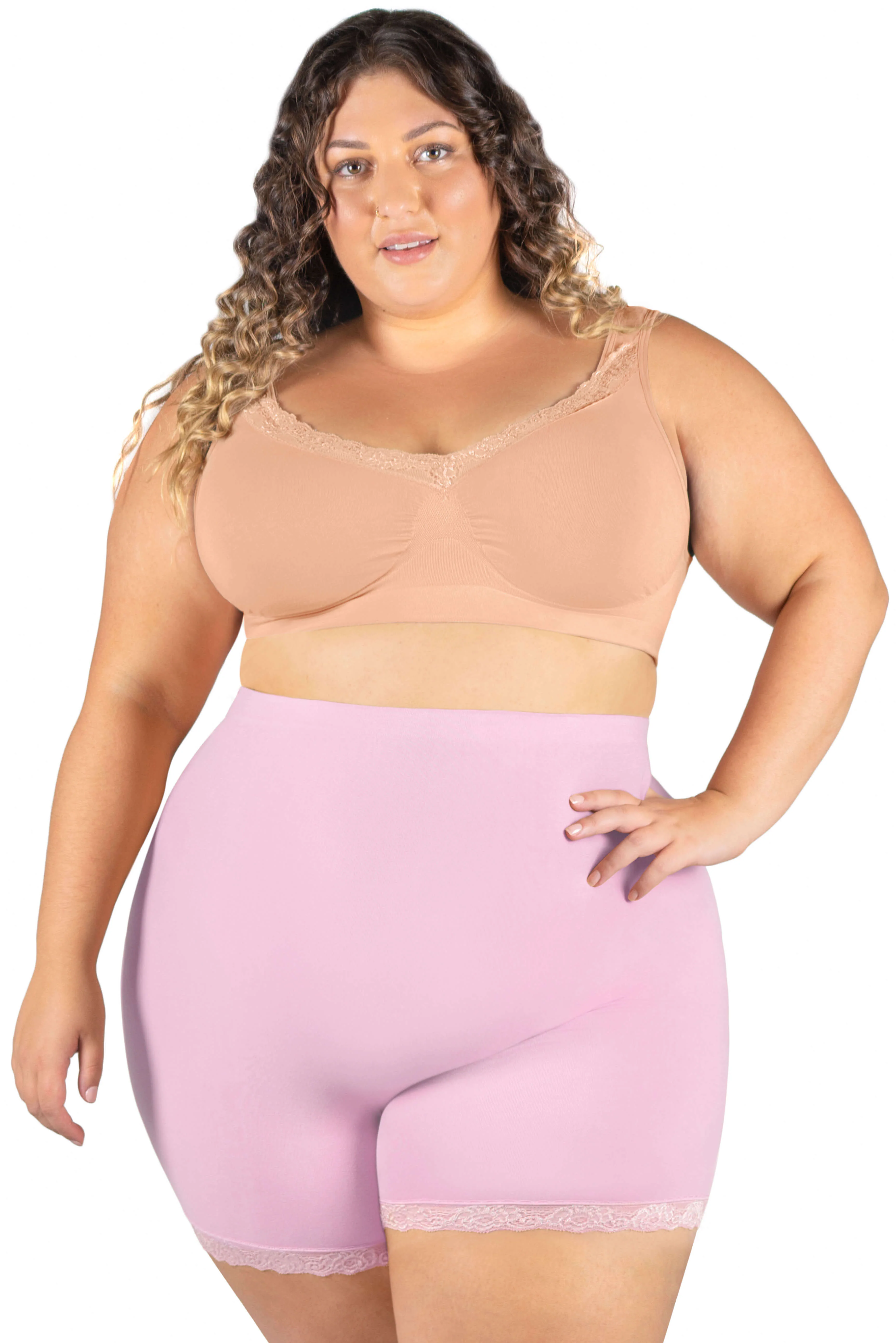 Curvy Anti Chafing High Rise Petite Cotton Rich Shorts - Image 14
