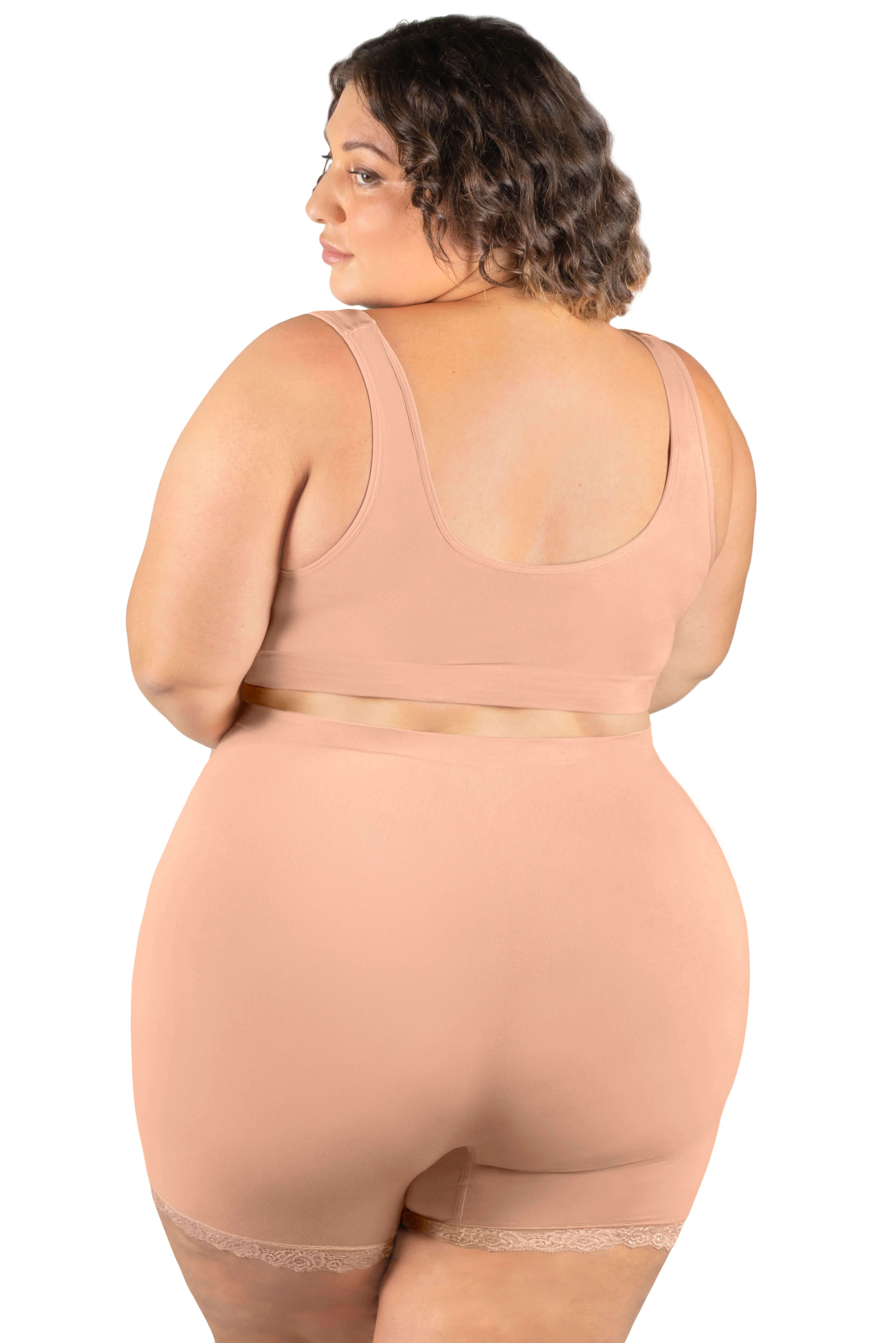 Curvy Anti Chafing High Rise Petite Cotton Rich Shorts - Image 8
