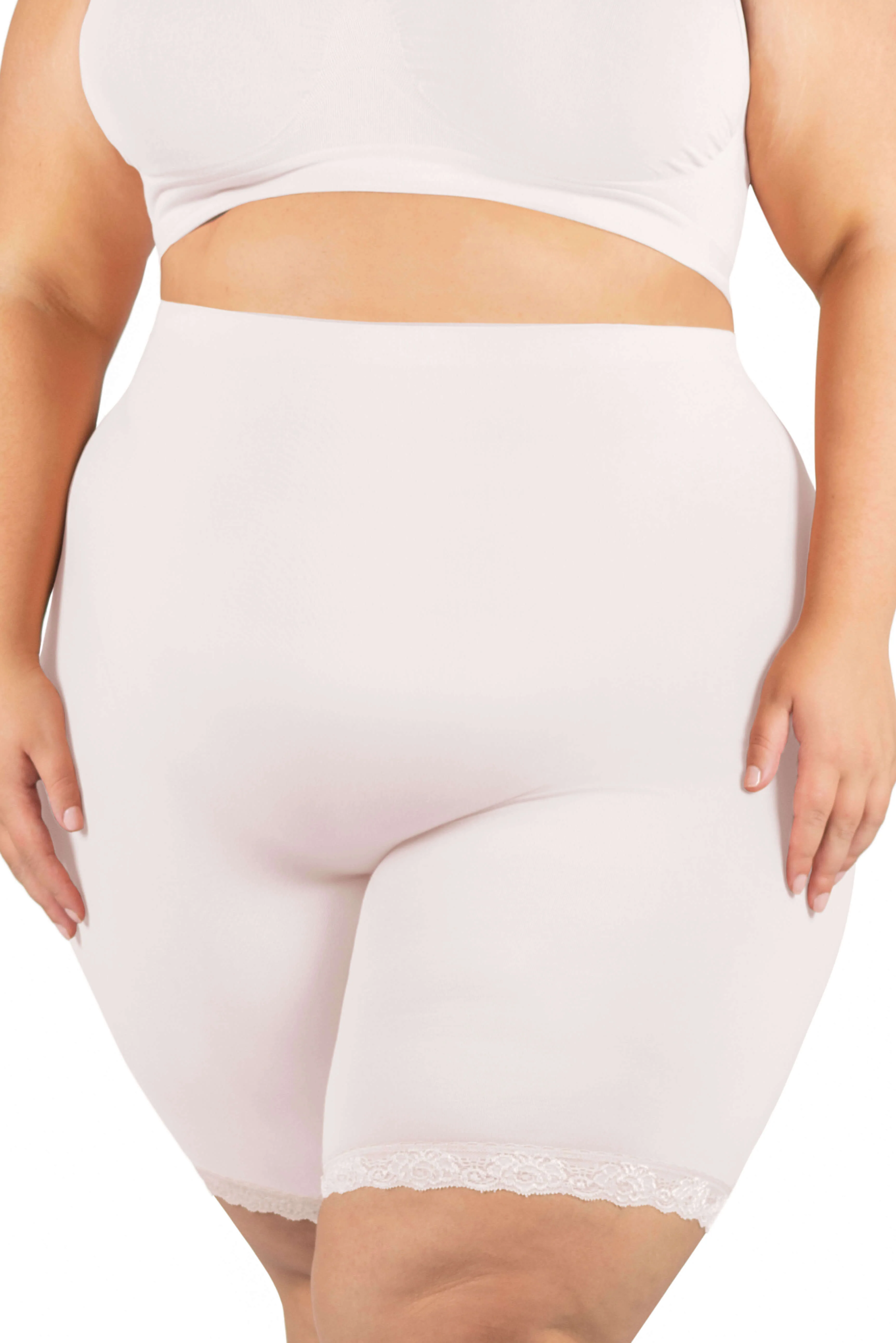 Curvy Anti Chafing High Rise Long Cotton Rich Shorts - Image 10