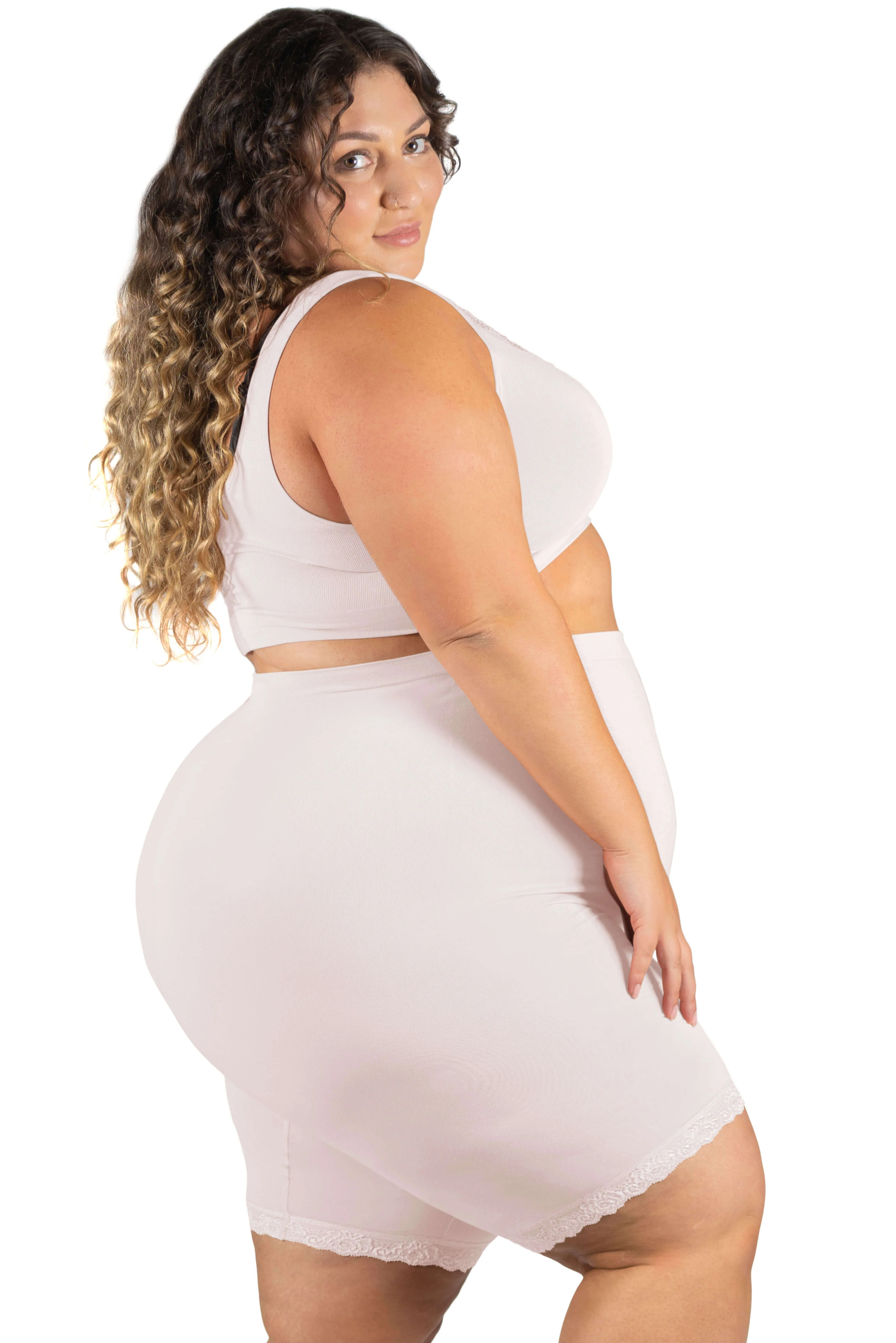 Curvy Anti Chafing High Rise Long Cotton Rich Shorts - Image 11