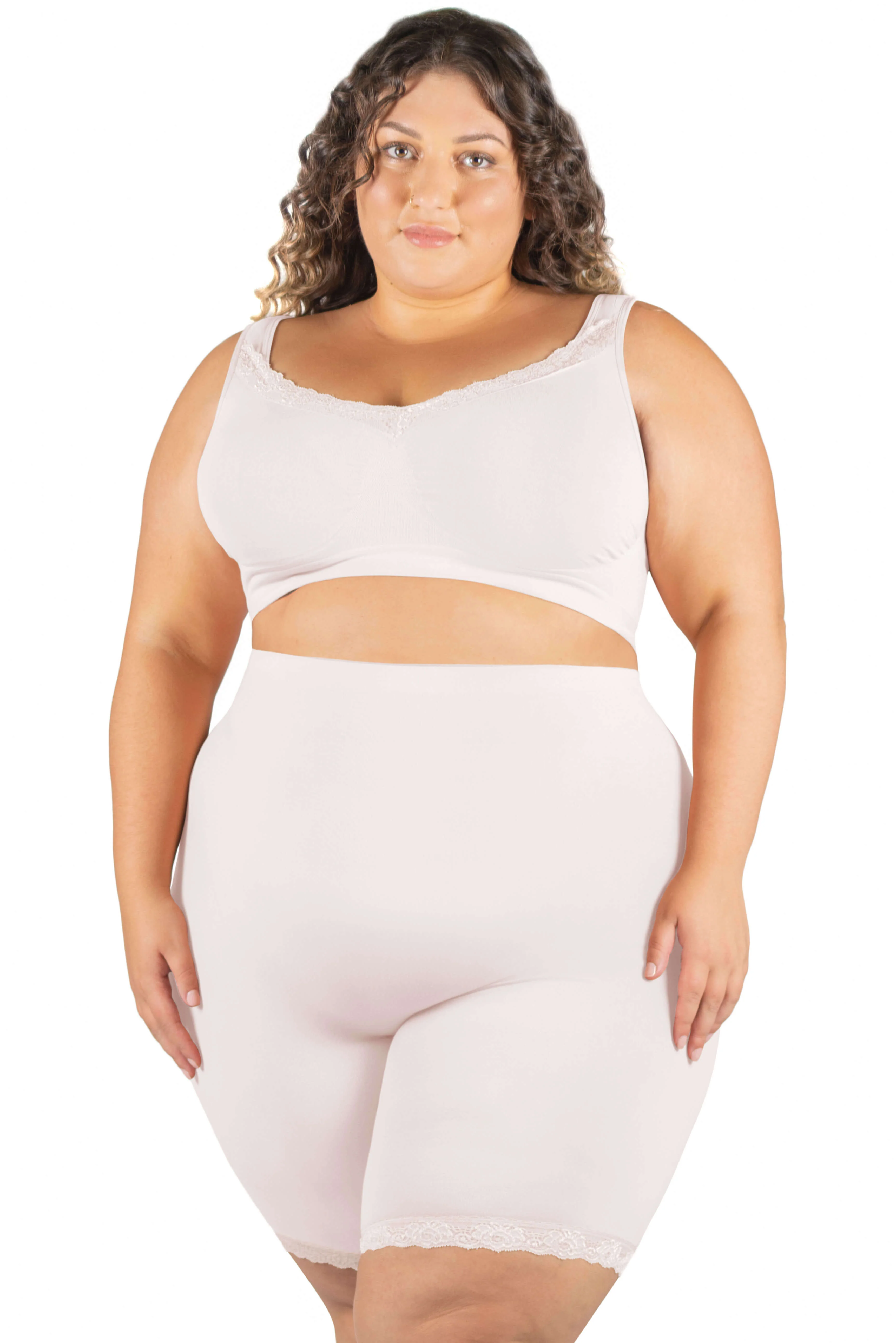 Curvy Anti Chafing High Rise Long Cotton Rich Shorts - Image 12