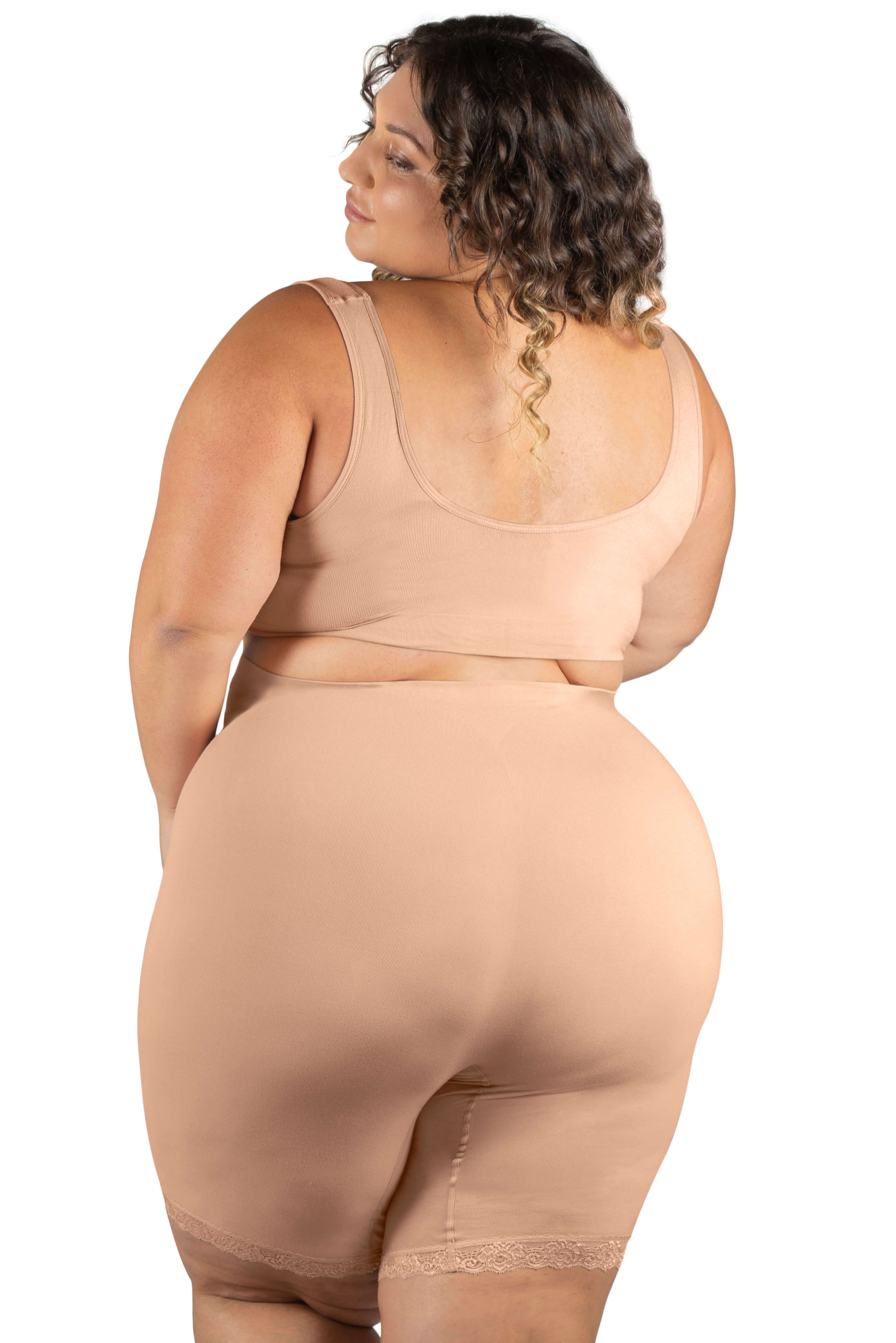 Curvy Anti Chafing High Rise Long Cotton Rich Shorts - Image 7