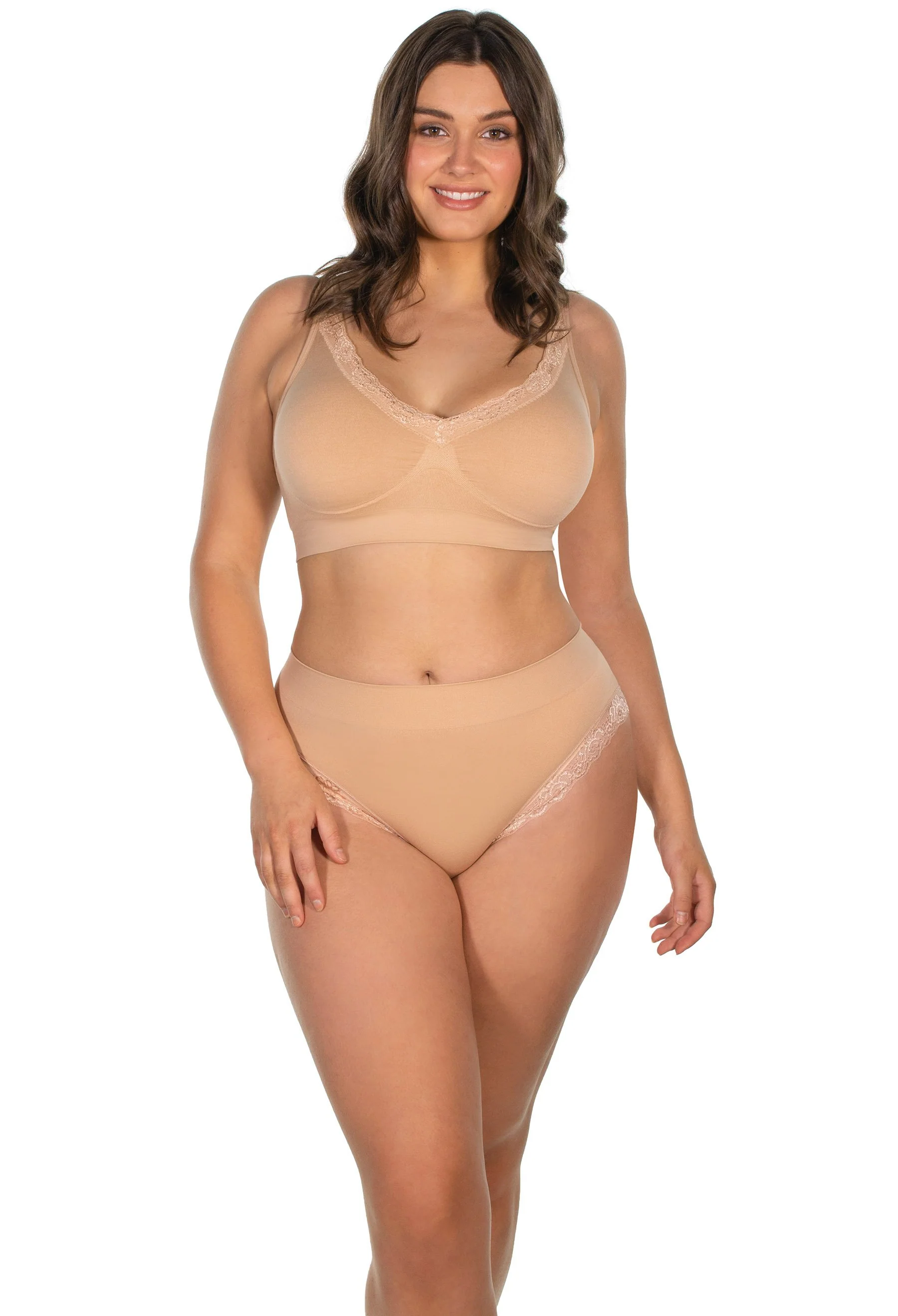 Lace Minimiser Wire Free Bra - Neutrals 3 Pack - Image 13