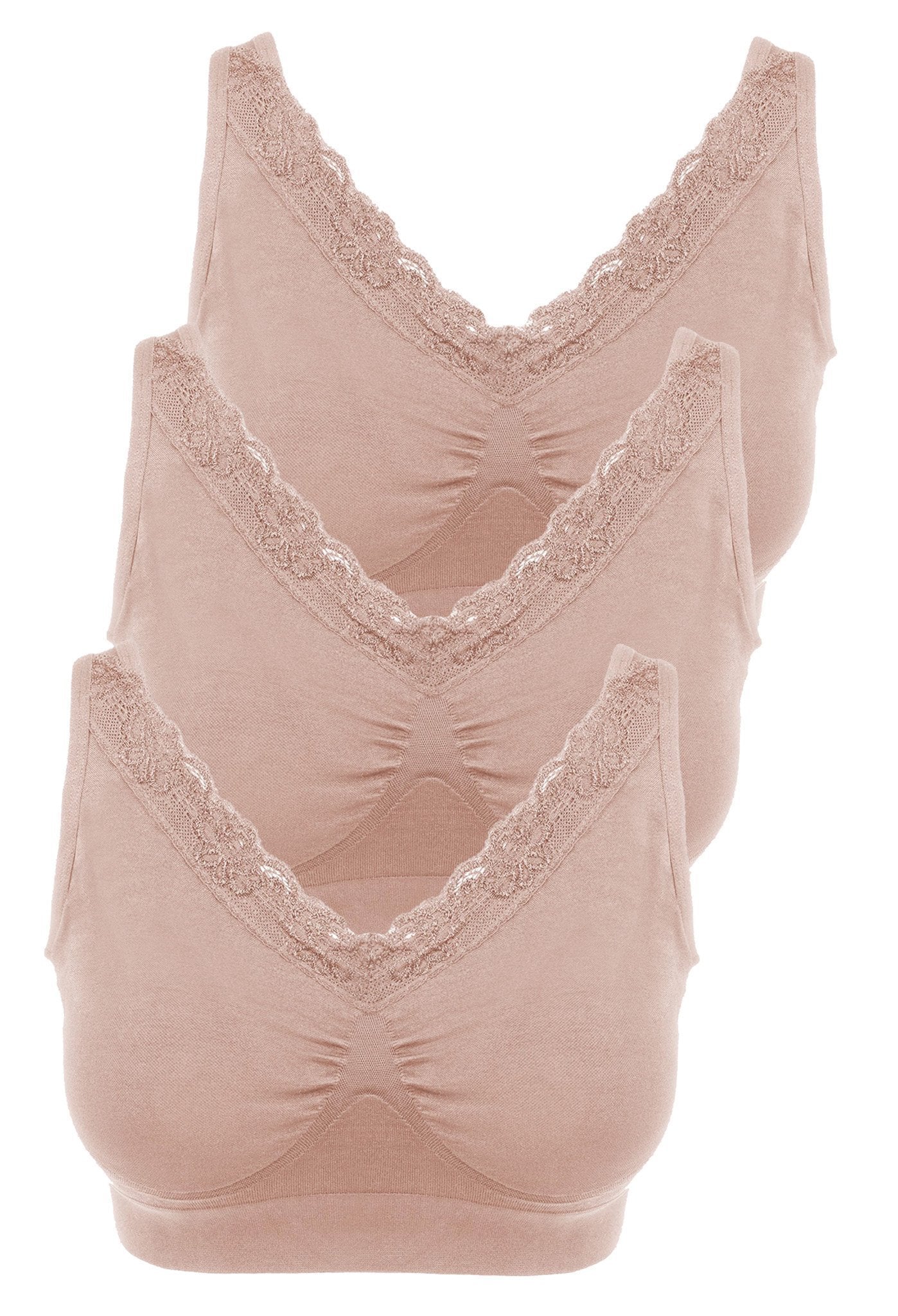 Lace Minimiser Wire Free Bra - Neutrals 3 Pack - Image 19