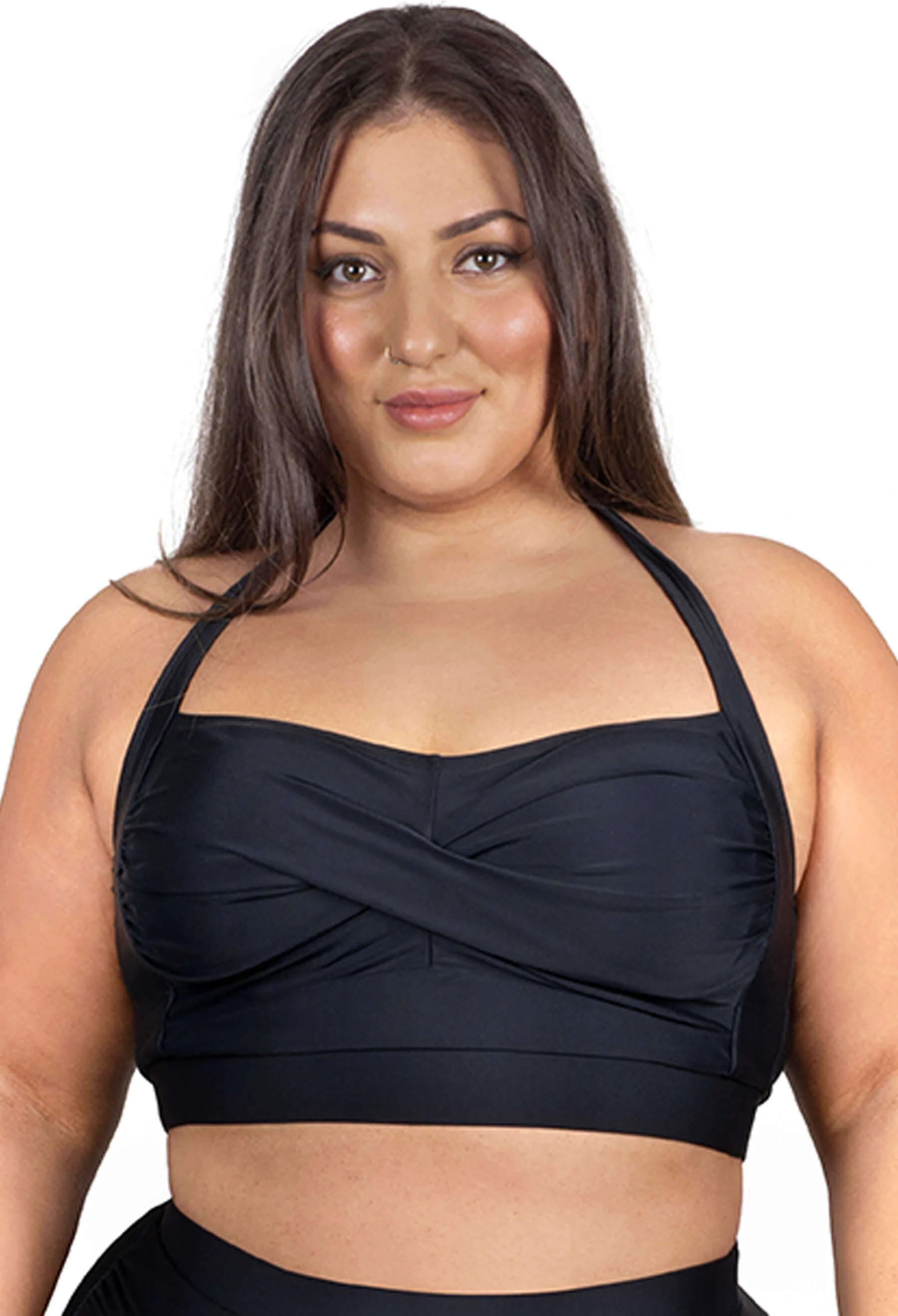 Halter Neck Ruched Swim Bra - Image 4