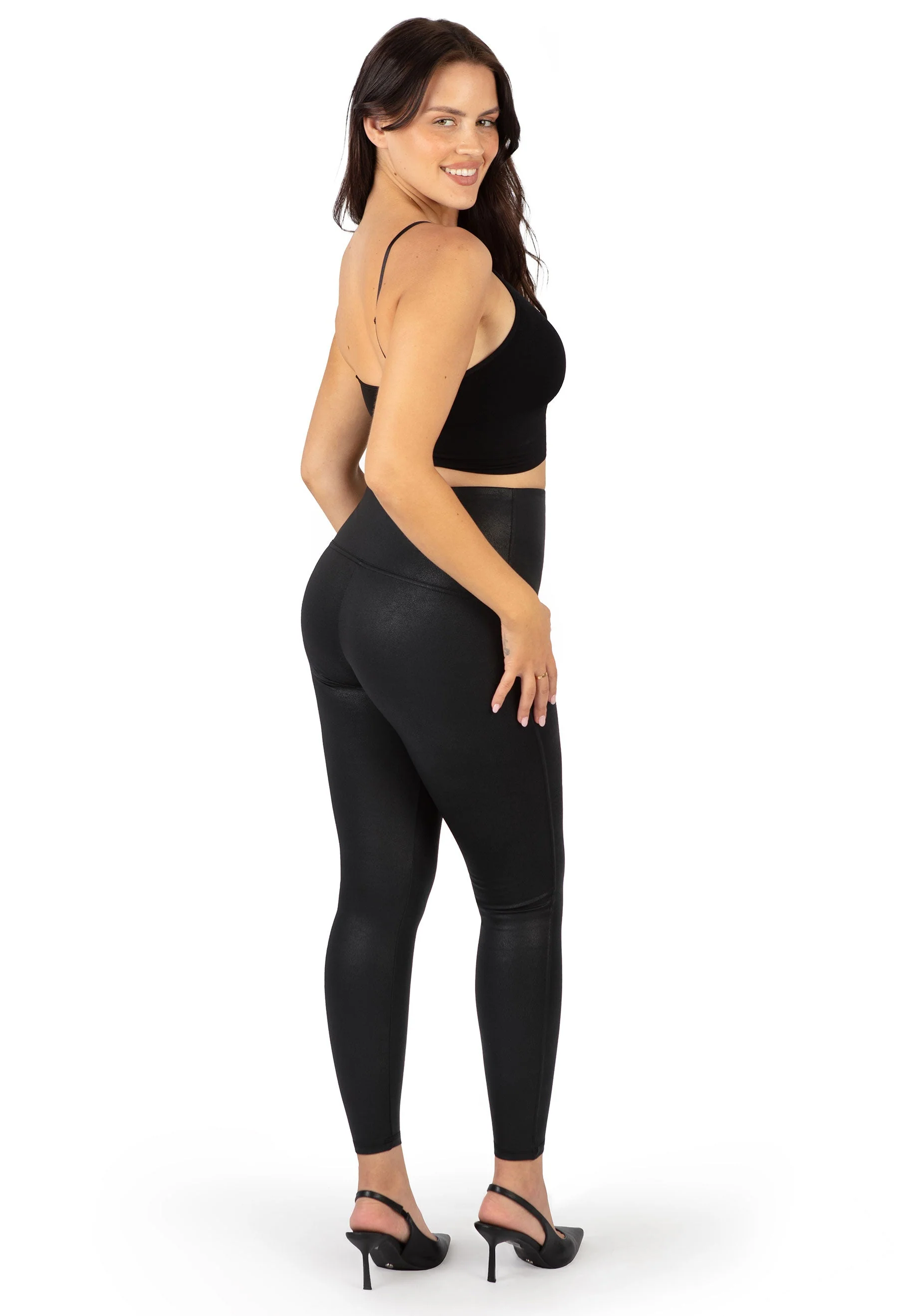 High Rise Faux Leather Leggings - Image 6