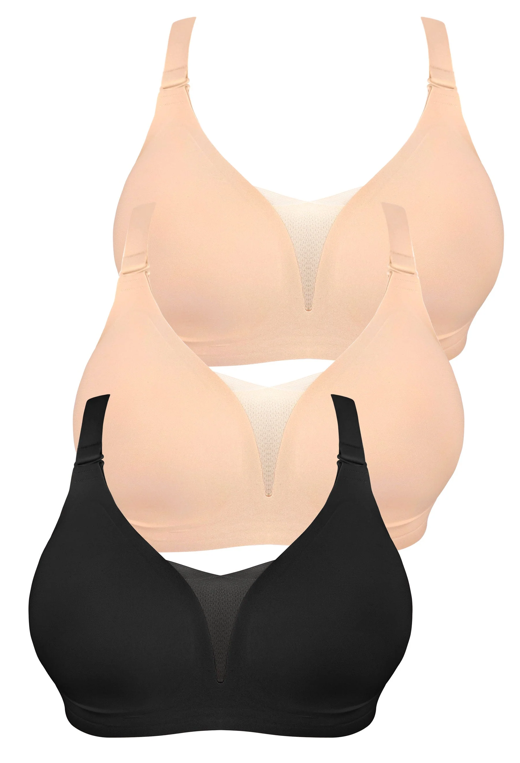 Invisible Mesh Comfort Padded Bra - 3 Pack