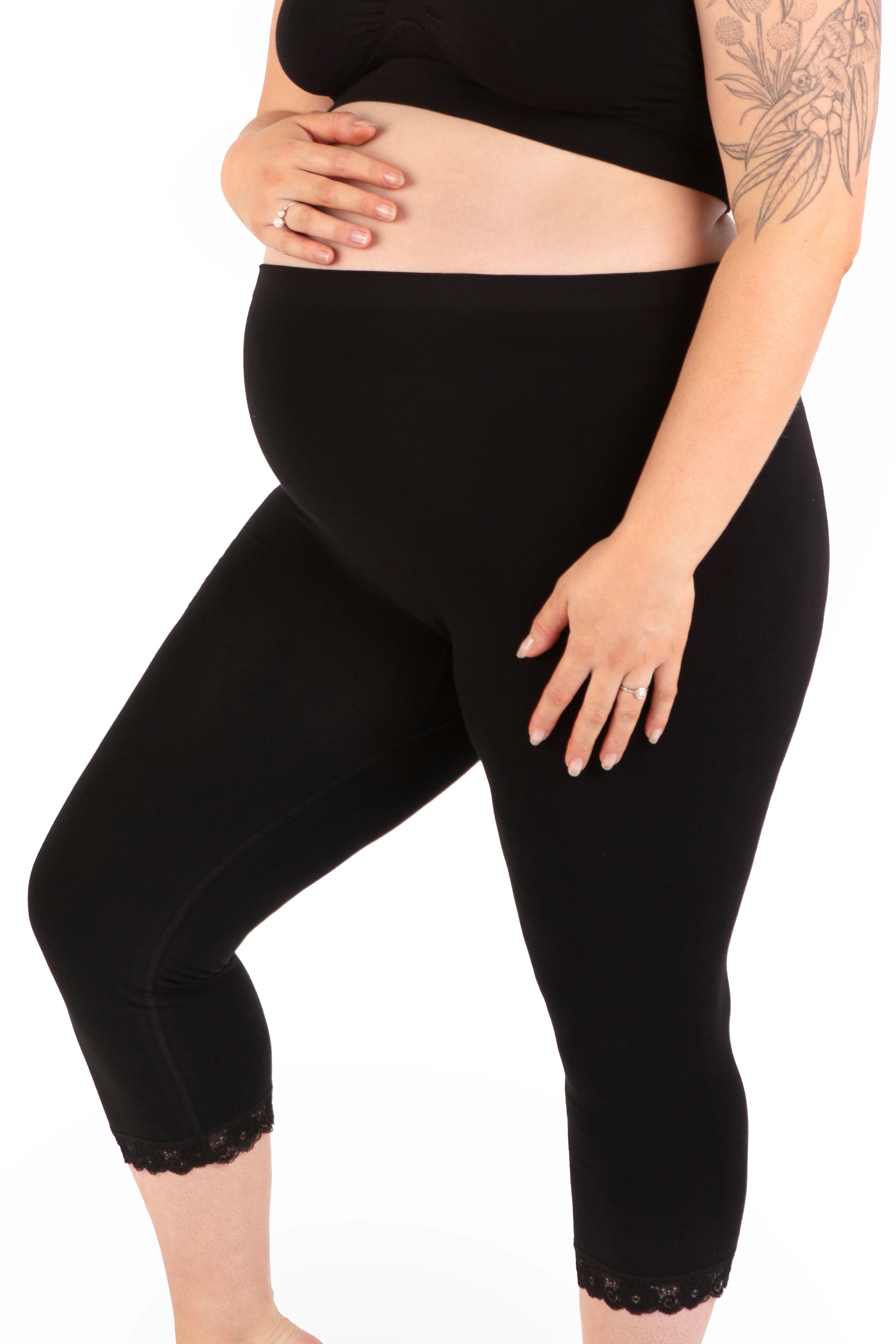 Maternity Anti Chafing High Rise 3/4 Cotton Rich Leggings - Image 7