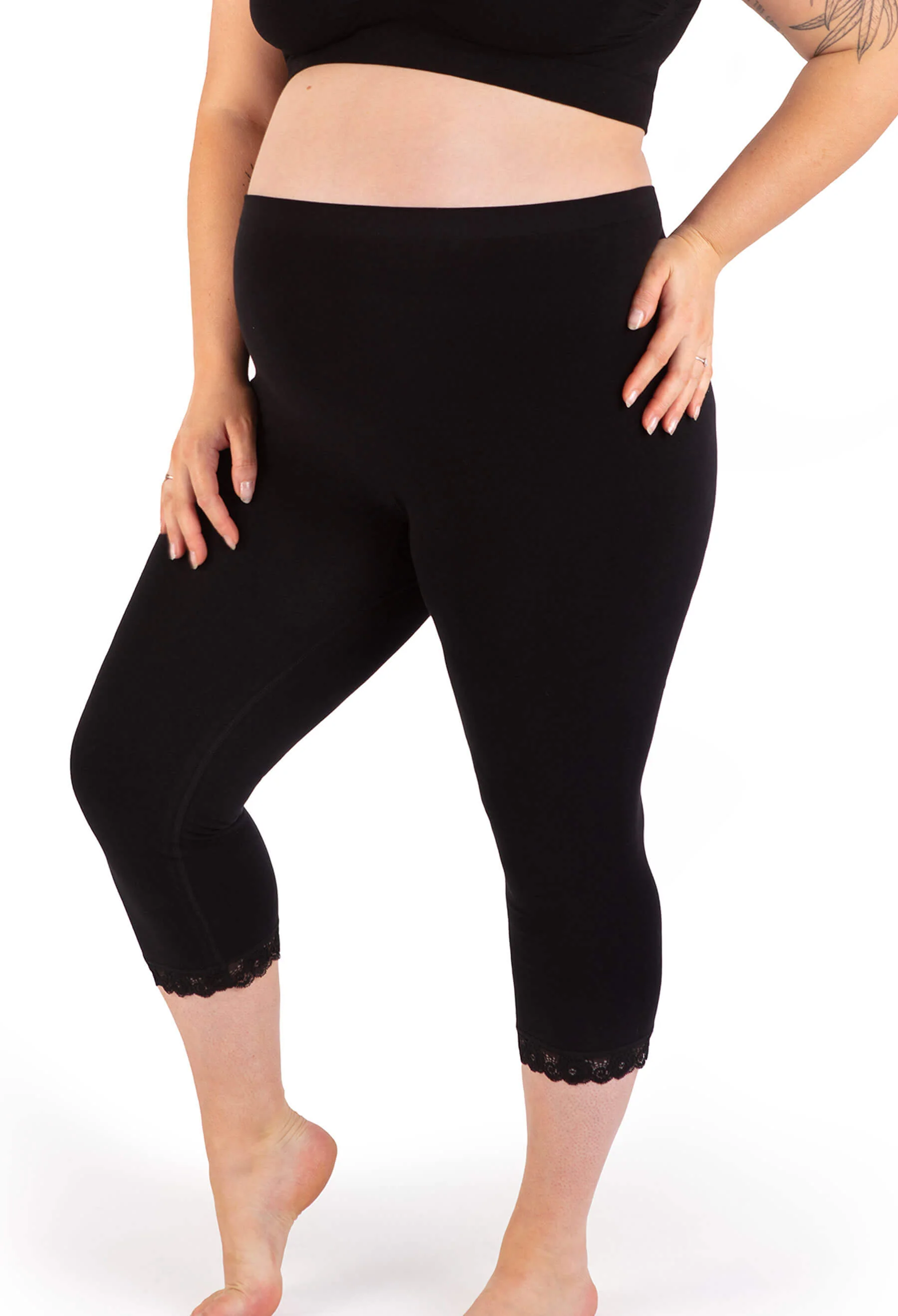 Maternity Anti Chafing High Rise 3/4 Cotton Rich Leggings - Image 8