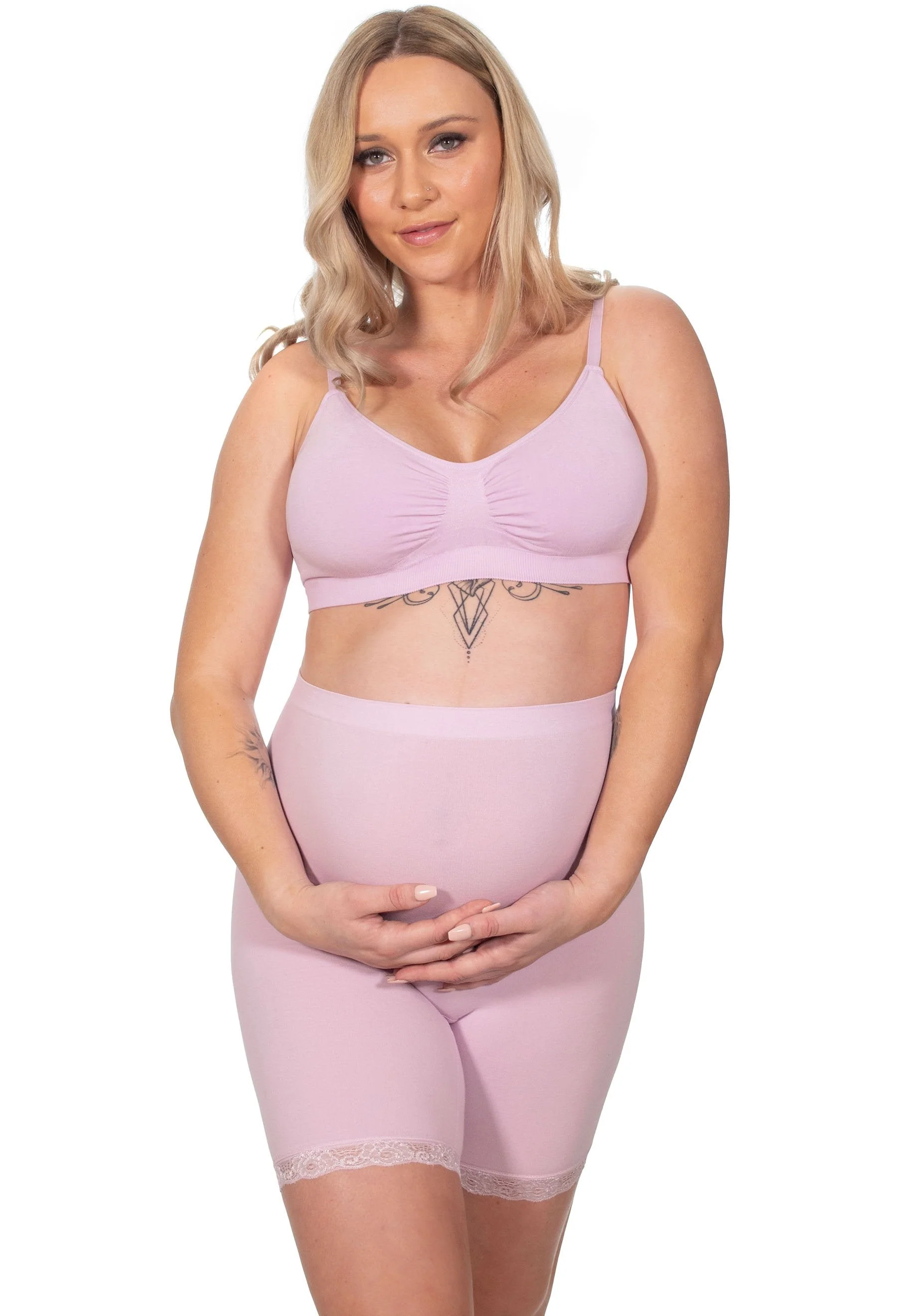 Maternity Anti Chafing High Rise Long Cotton Rich Shorts - 3 Pack - Image 10