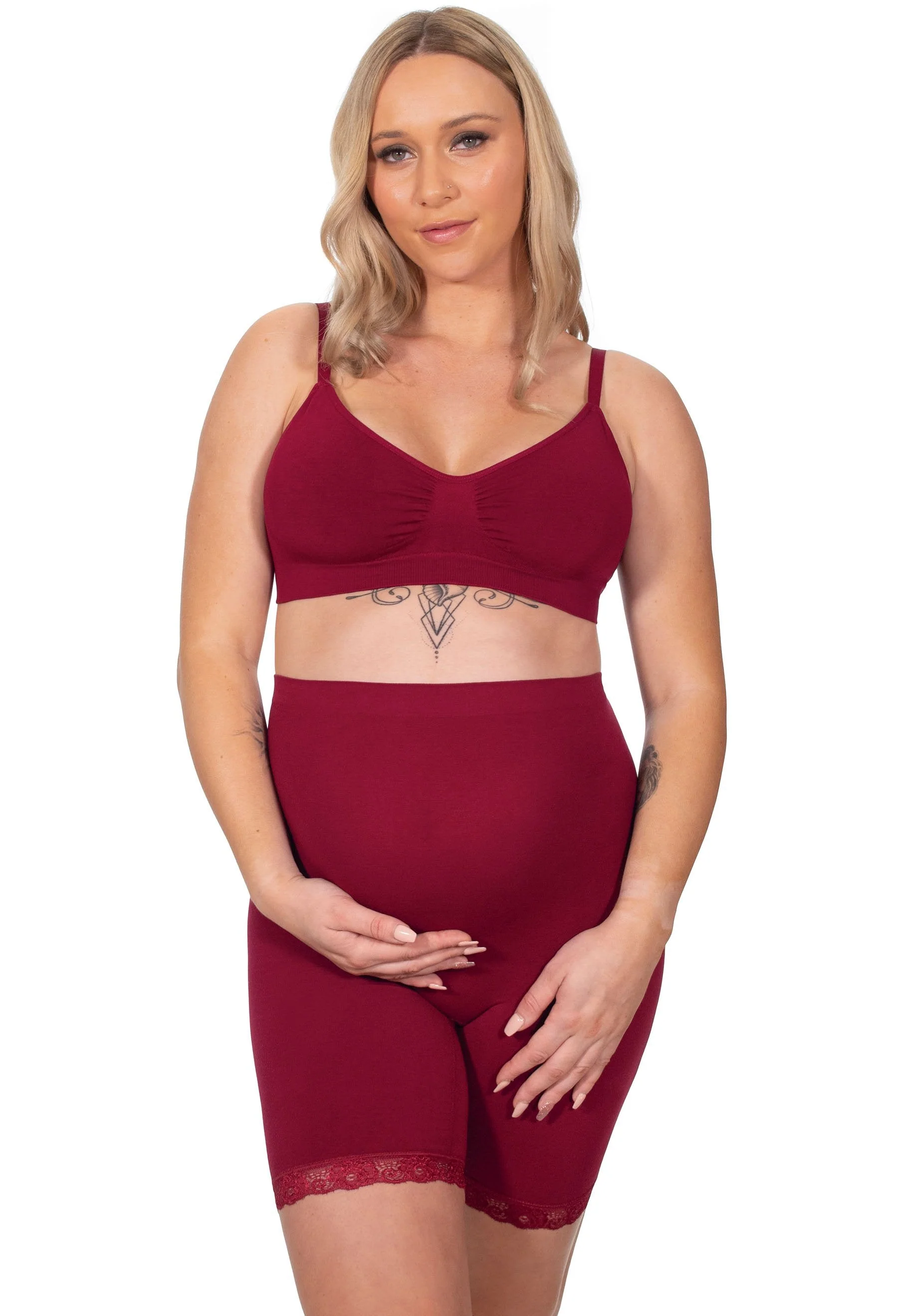 Maternity Anti Chafing High Rise Long Cotton Rich Shorts - 3 Pack - Image 14