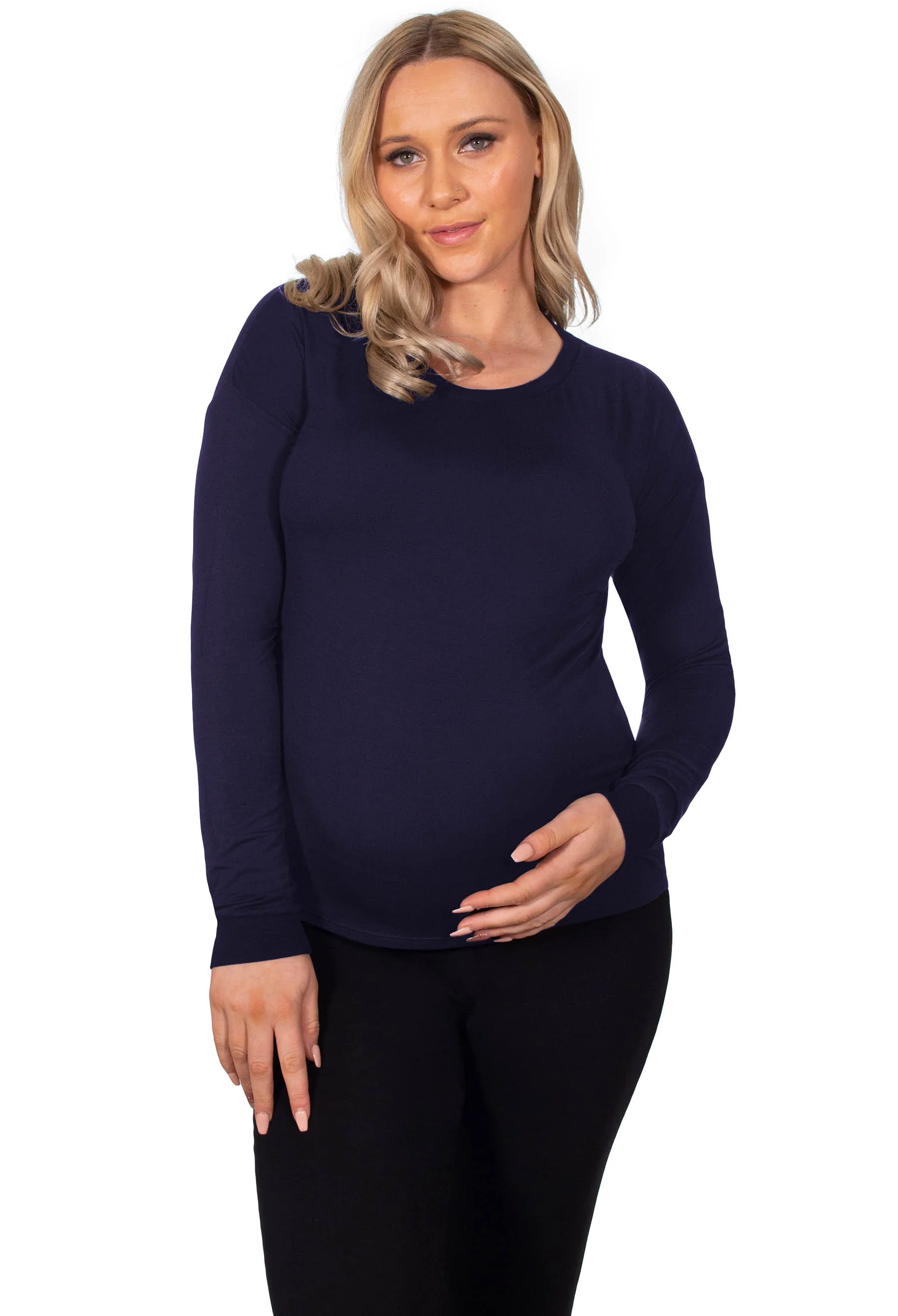 Maternity Bamboo Long Sleeve Relaxed Fit Tee - Image 4