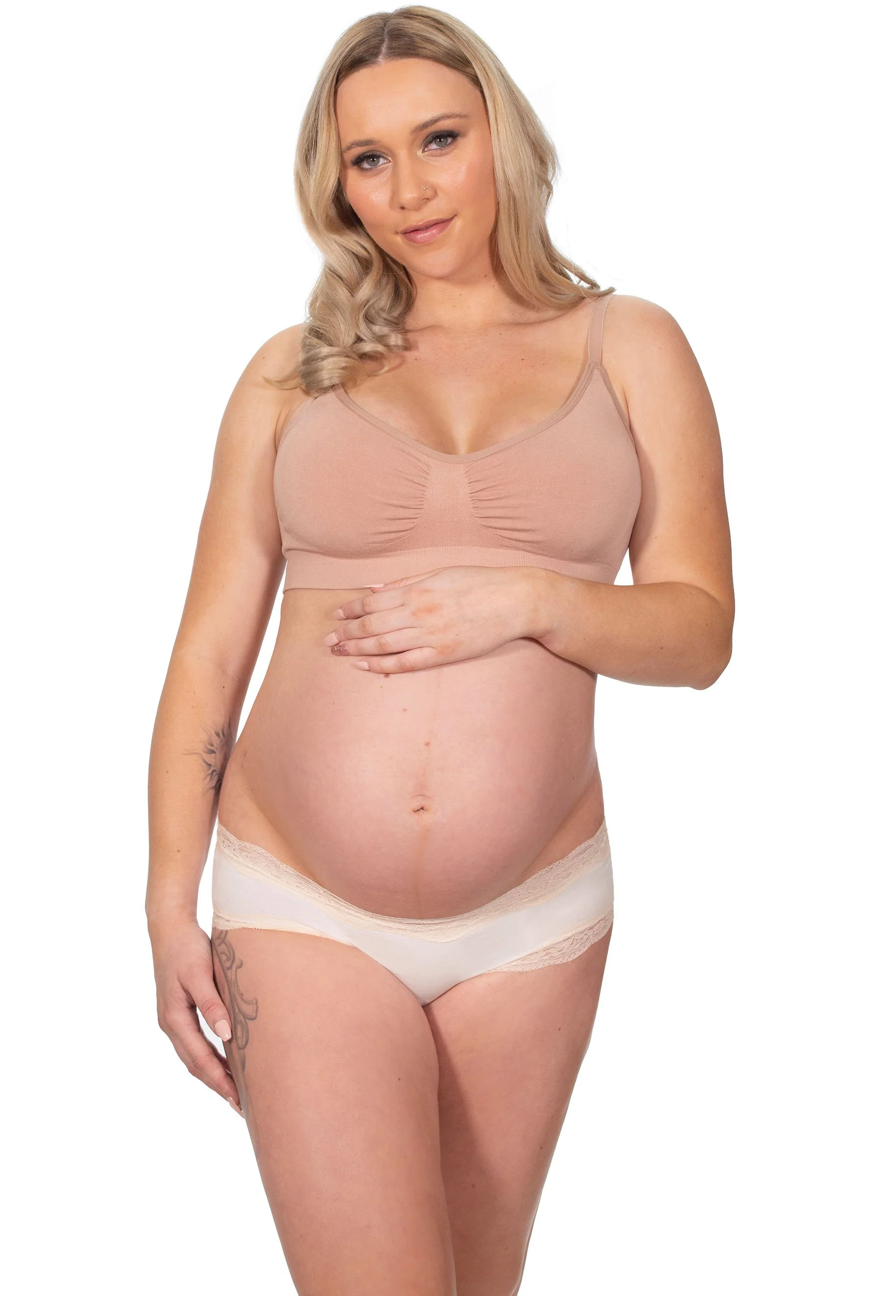 3 Pack Bamboo Padded Wire Free Pregnancy Bra + Band Extender Set - Image 11