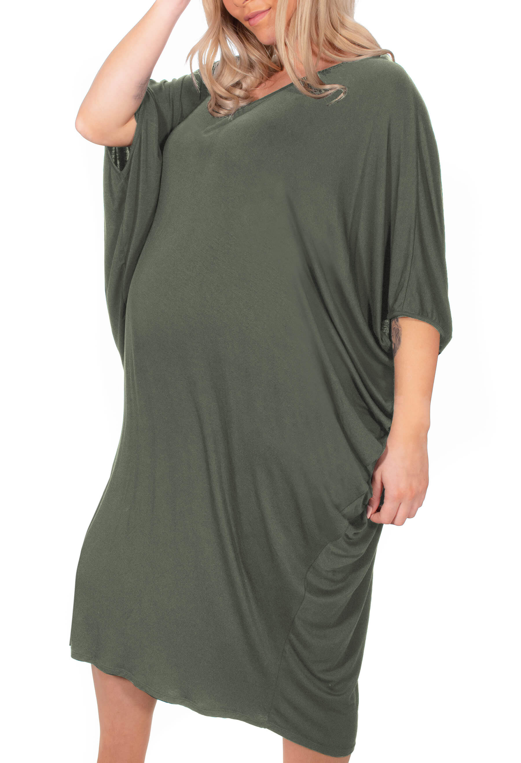Maternity Bamboo V Neck Draped Dress - Image 5