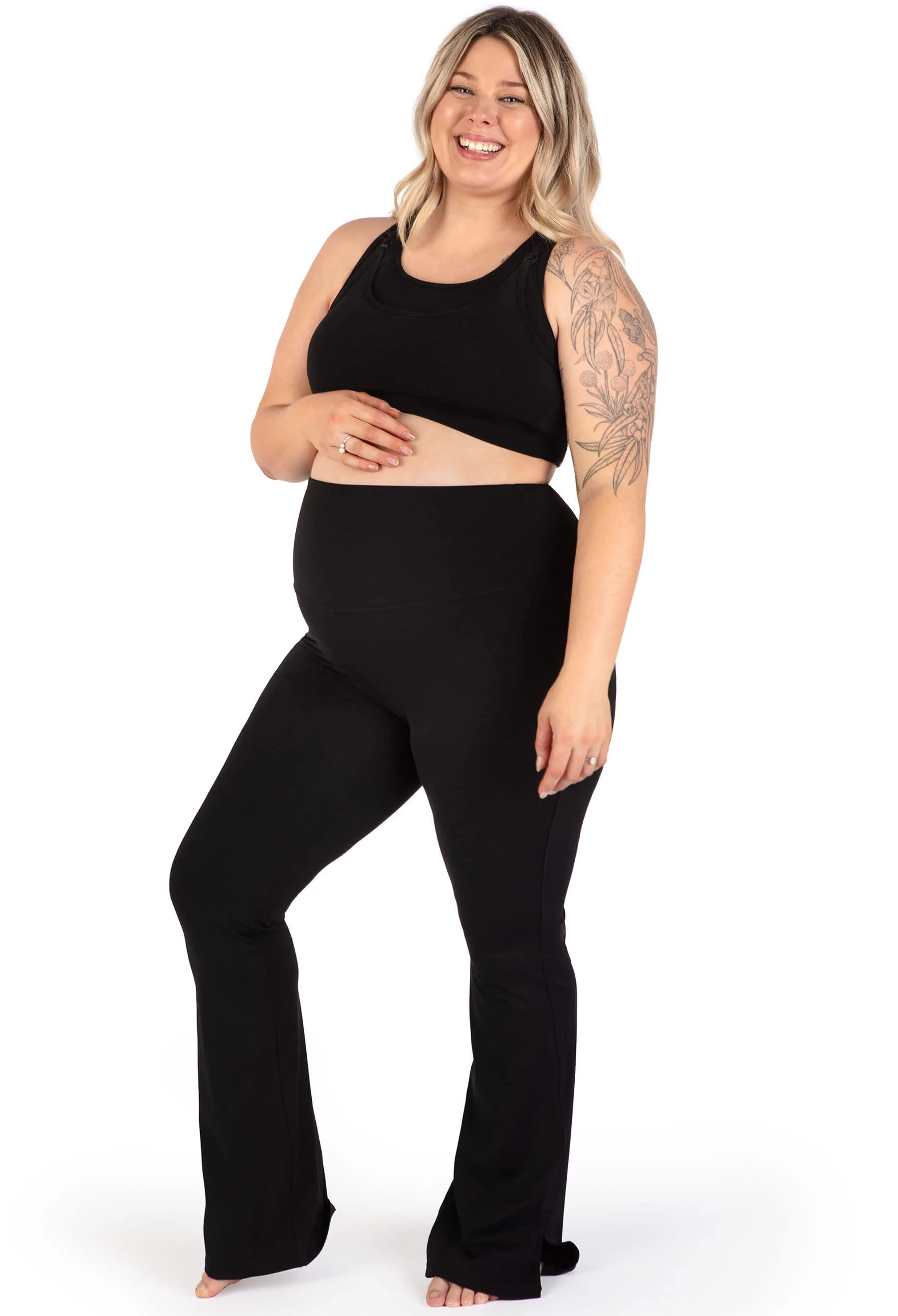 Maternity Flare Leggings | High Waisted & Pet Hair Resistant - 2 Pack - Image 2