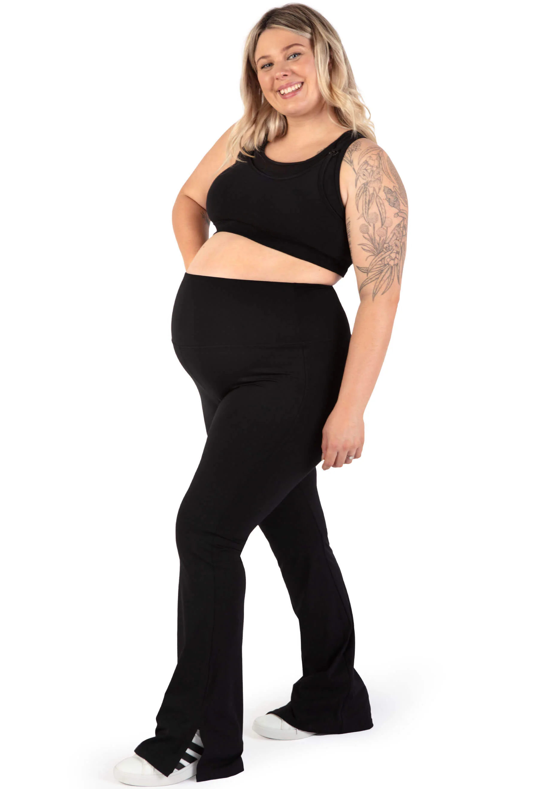 Maternity Flare Leggings | High Waisted & Pet Hair Resistant - 2 Pack - Image 6