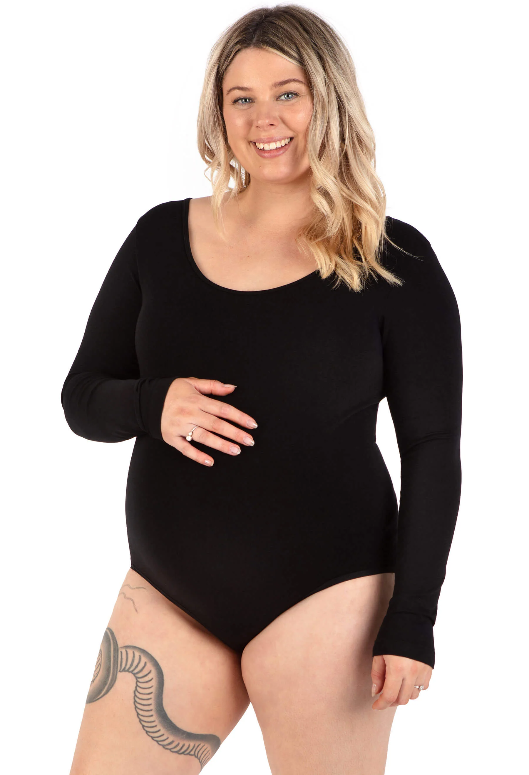Maternity Long Sleeve Bamboo Bodysuit - 2 Pack - Image 3