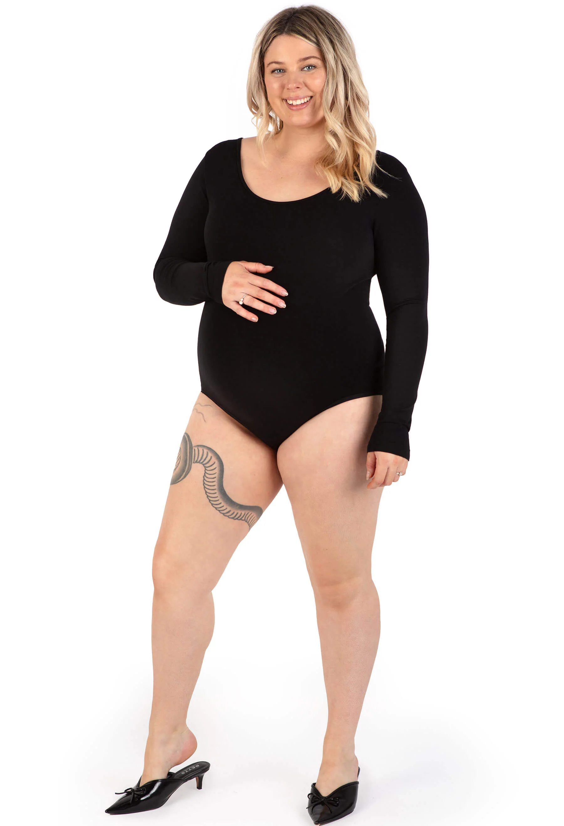 Maternity Long Sleeve Bamboo Bodysuit - 2 Pack - Image 5