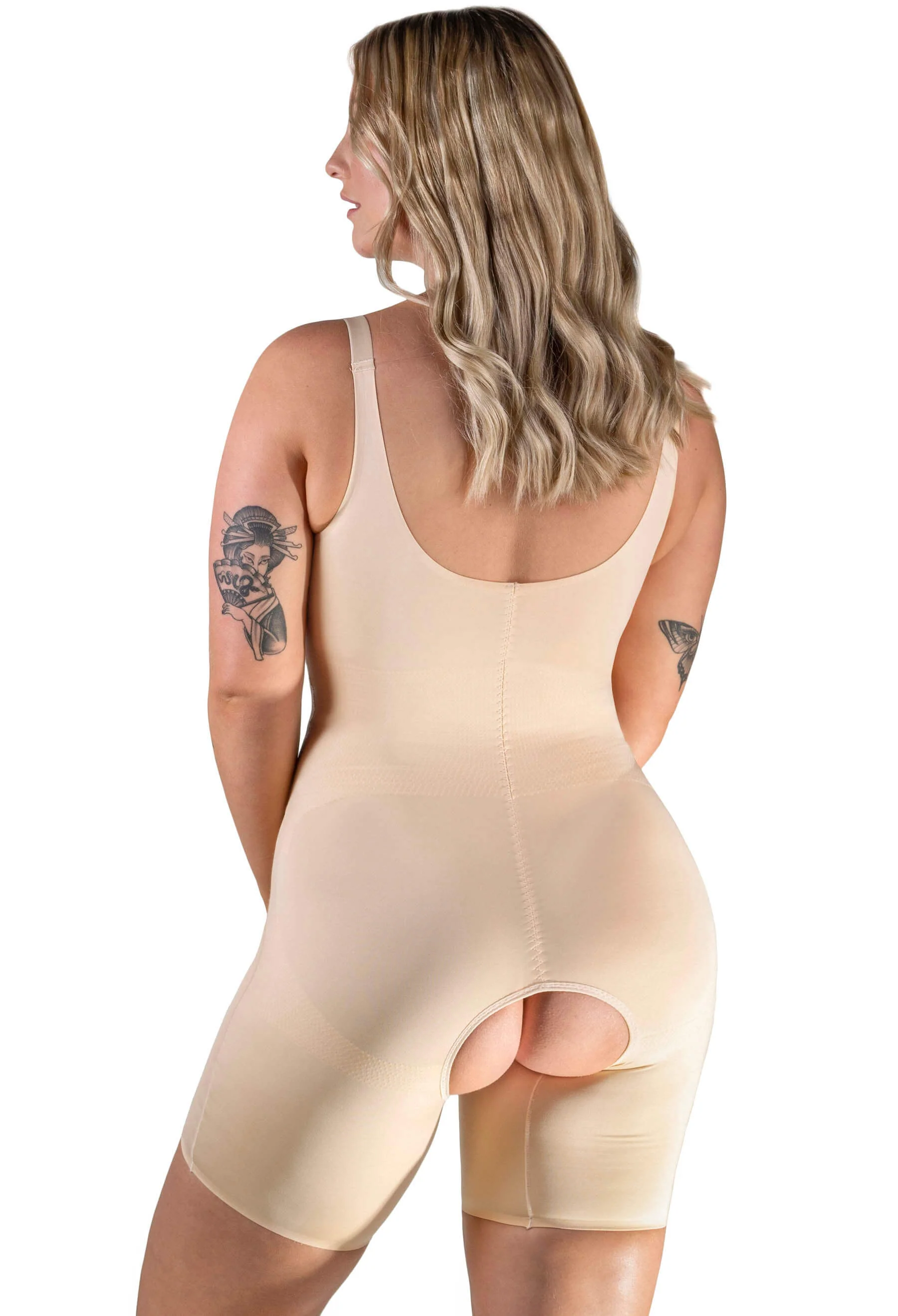 Open Bust Shaping Shorts Bodysuit With Adjustable Straps - Image 4