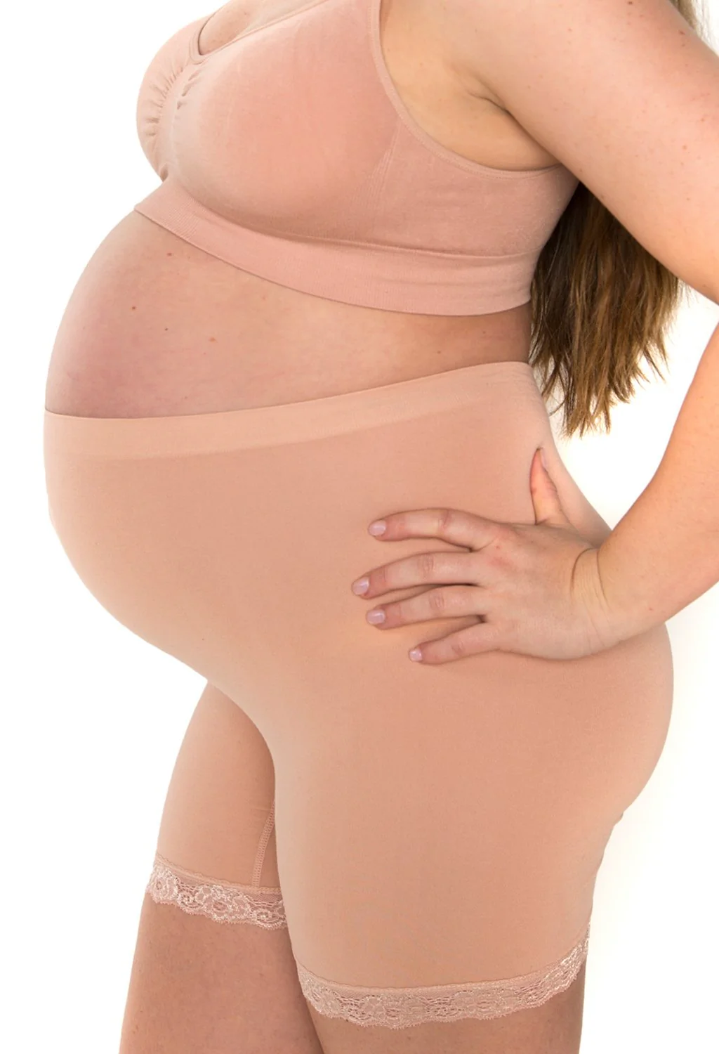 Maternity Anti Chafing High Rise Petite Cotton Rich Shorts | Pacific Blue - Image 7