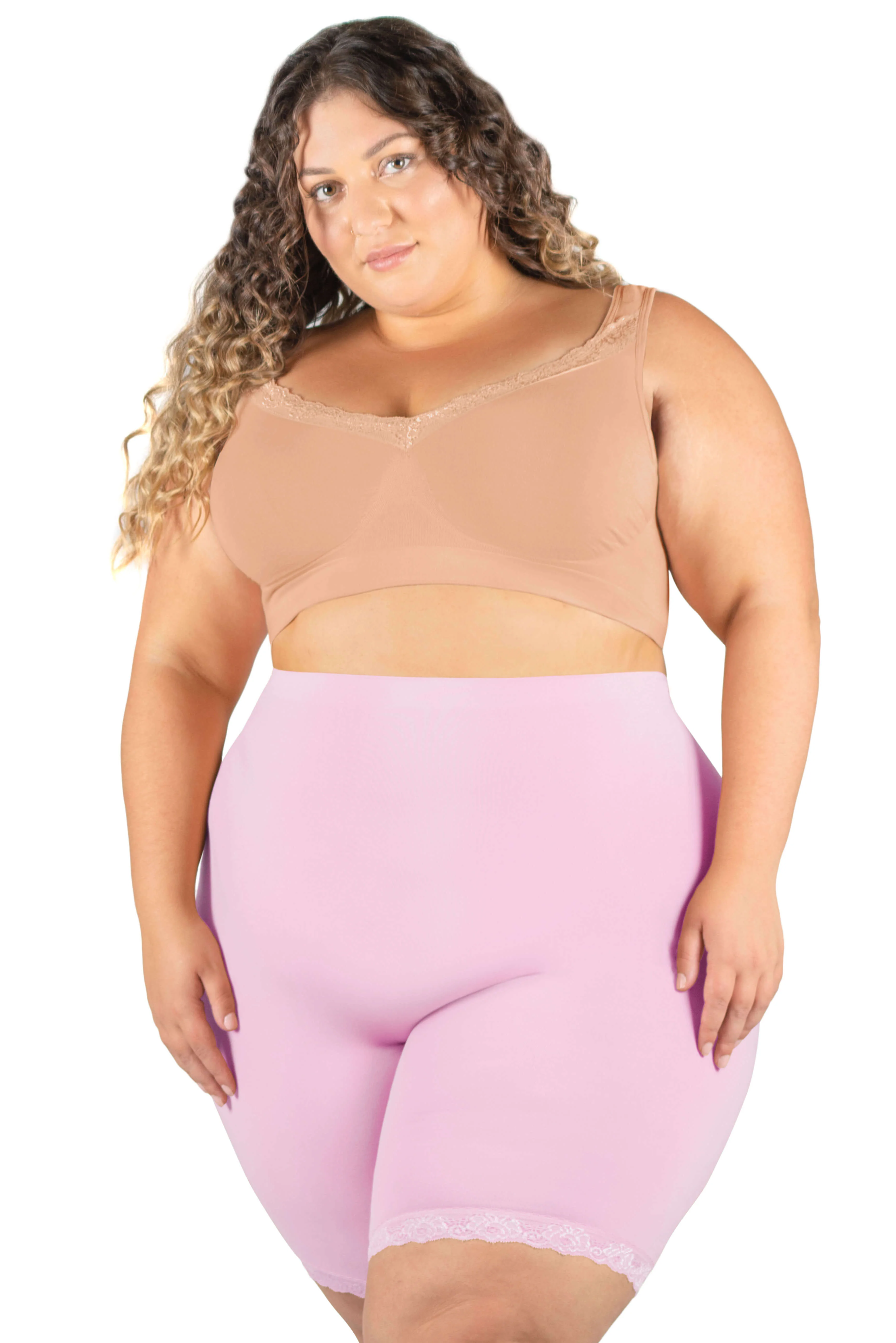 Plus Size Anti Chafing High Rise Long Cotton Rich Shorts - 3 Pack - Image 17