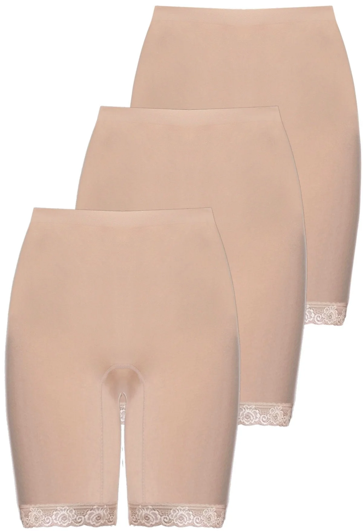 Plus Size Anti Chafing High Rise Long Cotton Rich Shorts - 3 Pack - Image 20