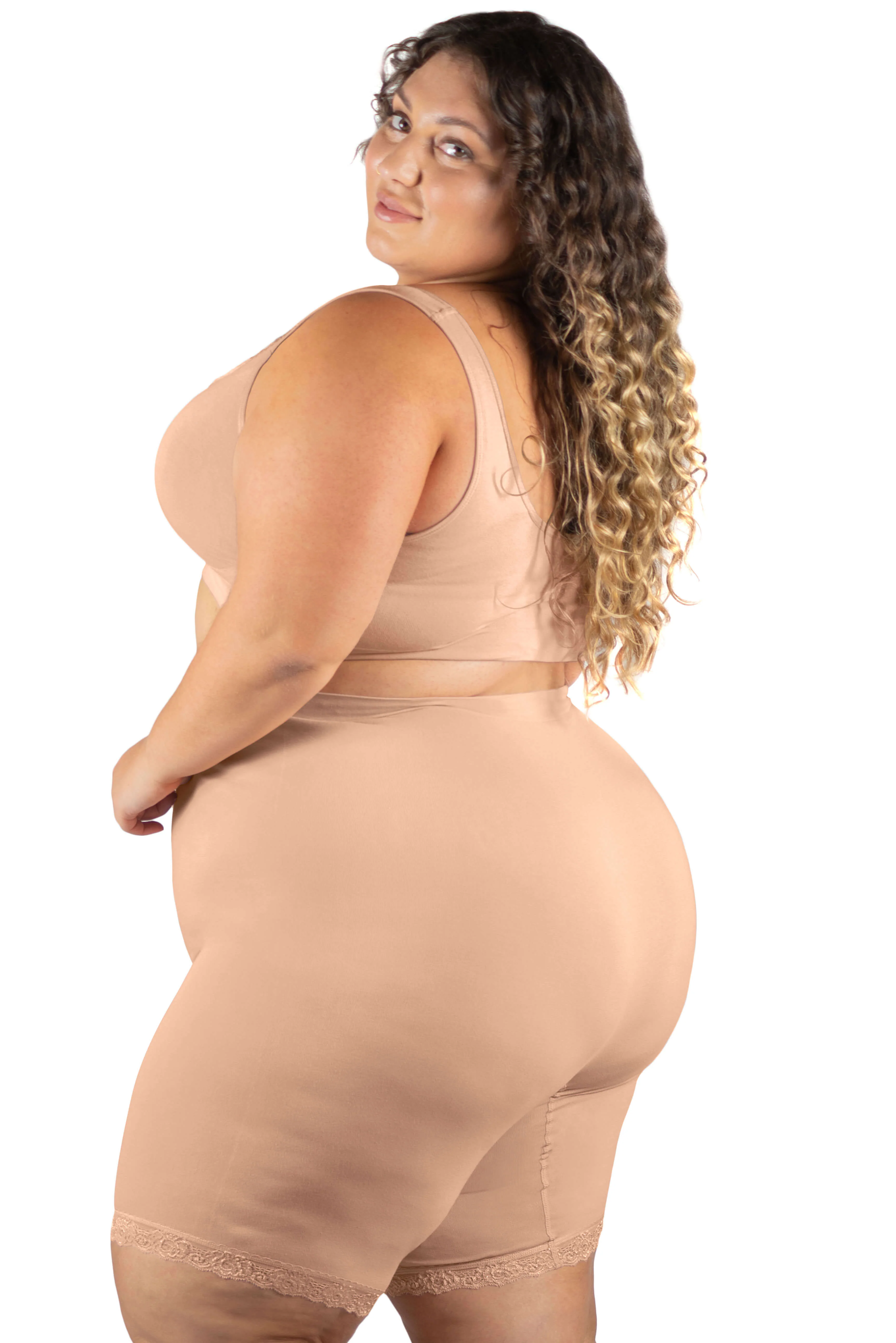Plus Size Anti Chafing High Rise Long Cotton Rich Shorts - 3 Pack - Image 6