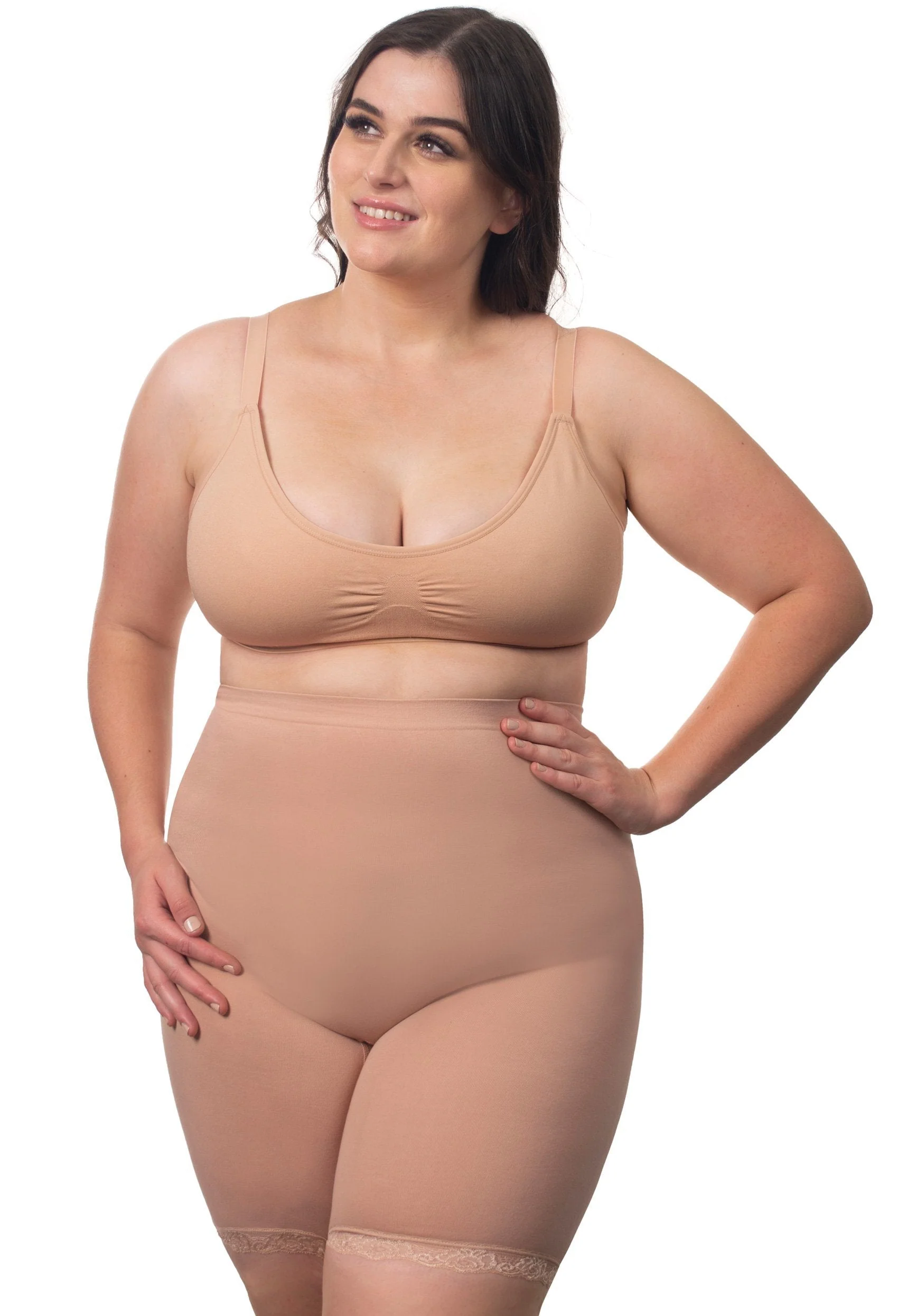 Plus Size Anti Chafing High Rise Long Cotton Rich Shorts - 3 Pack - Image 8