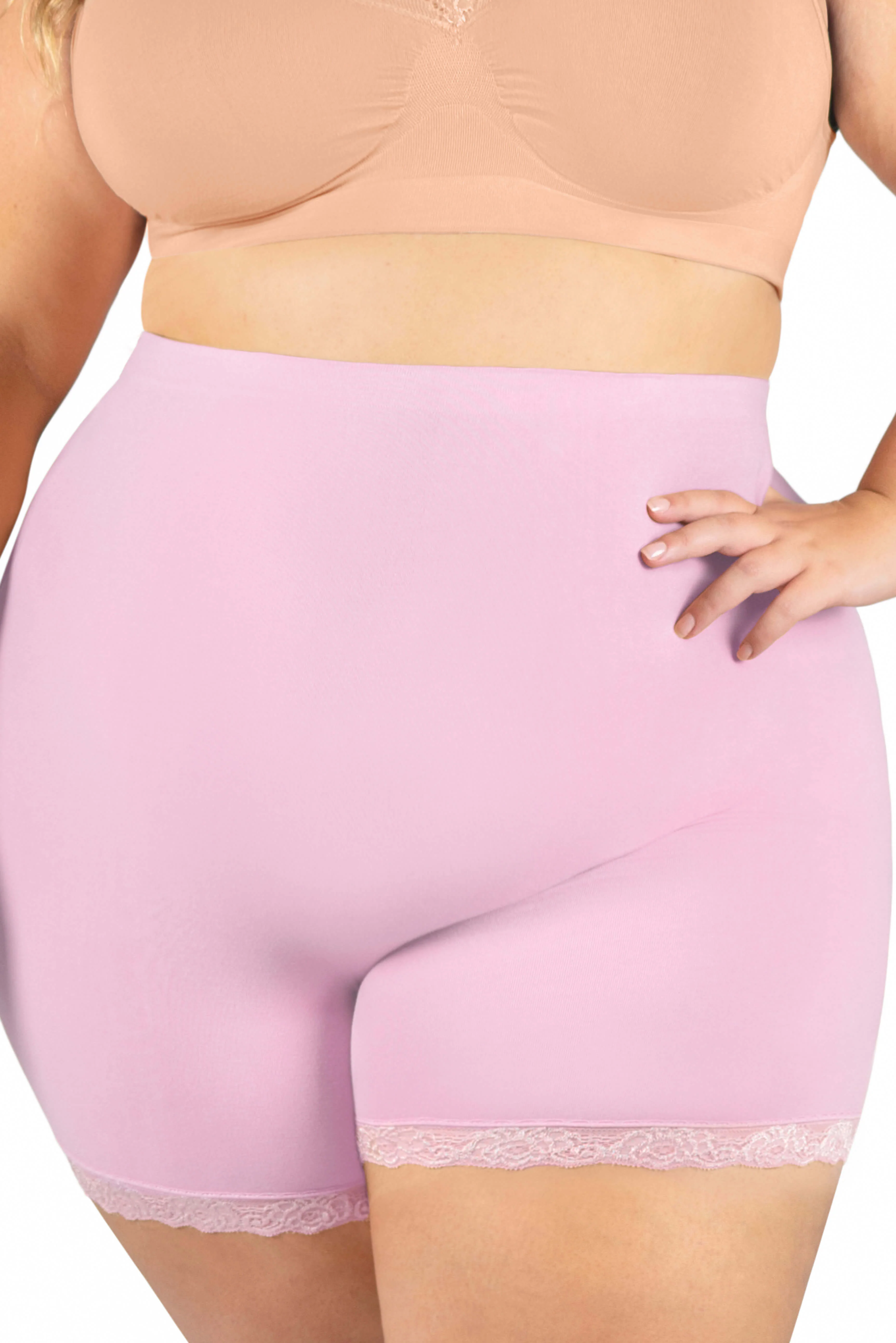 Plus Size Anti Chafing High Rise Petite Cotton Rich Shorts - Image 13