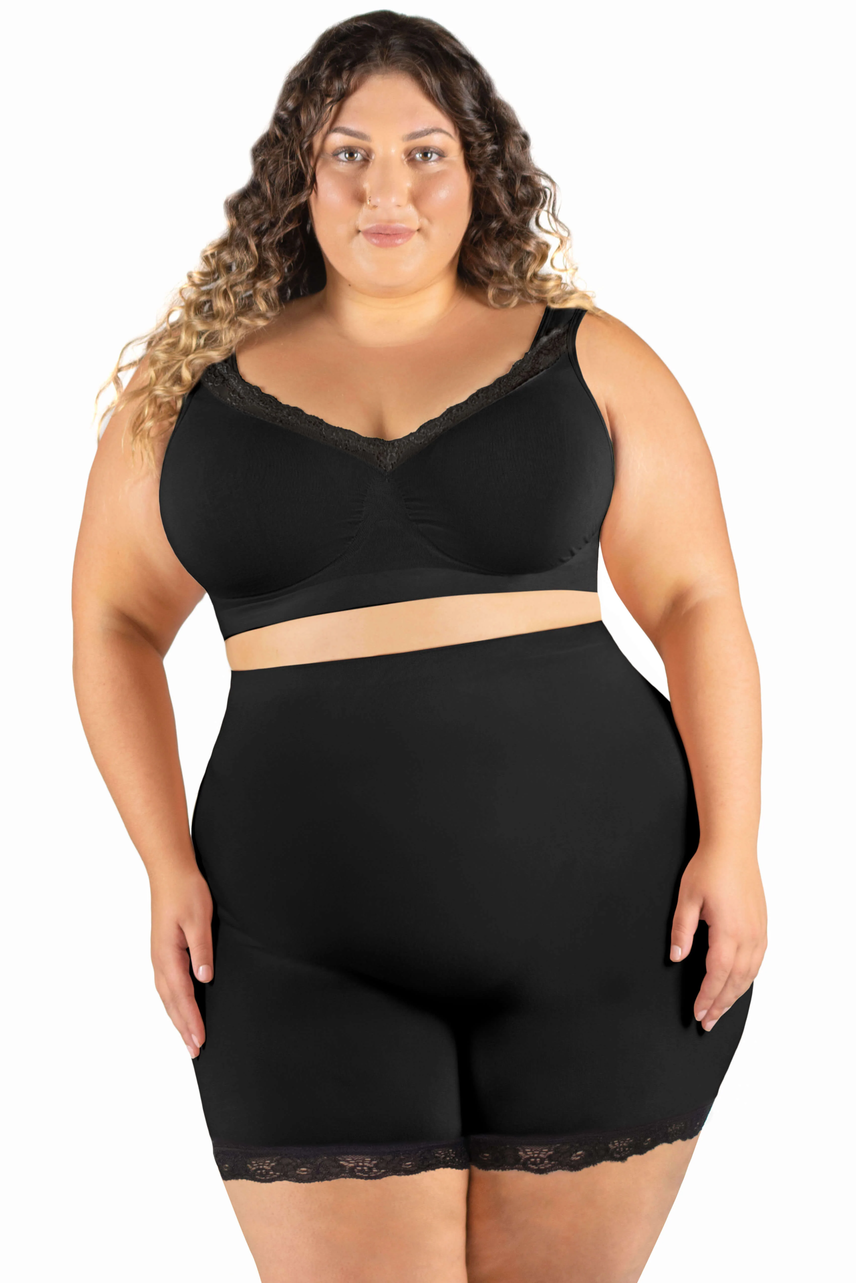 Plus Size Anti Chafing High Rise Petite Cotton Rich Shorts - Image 4