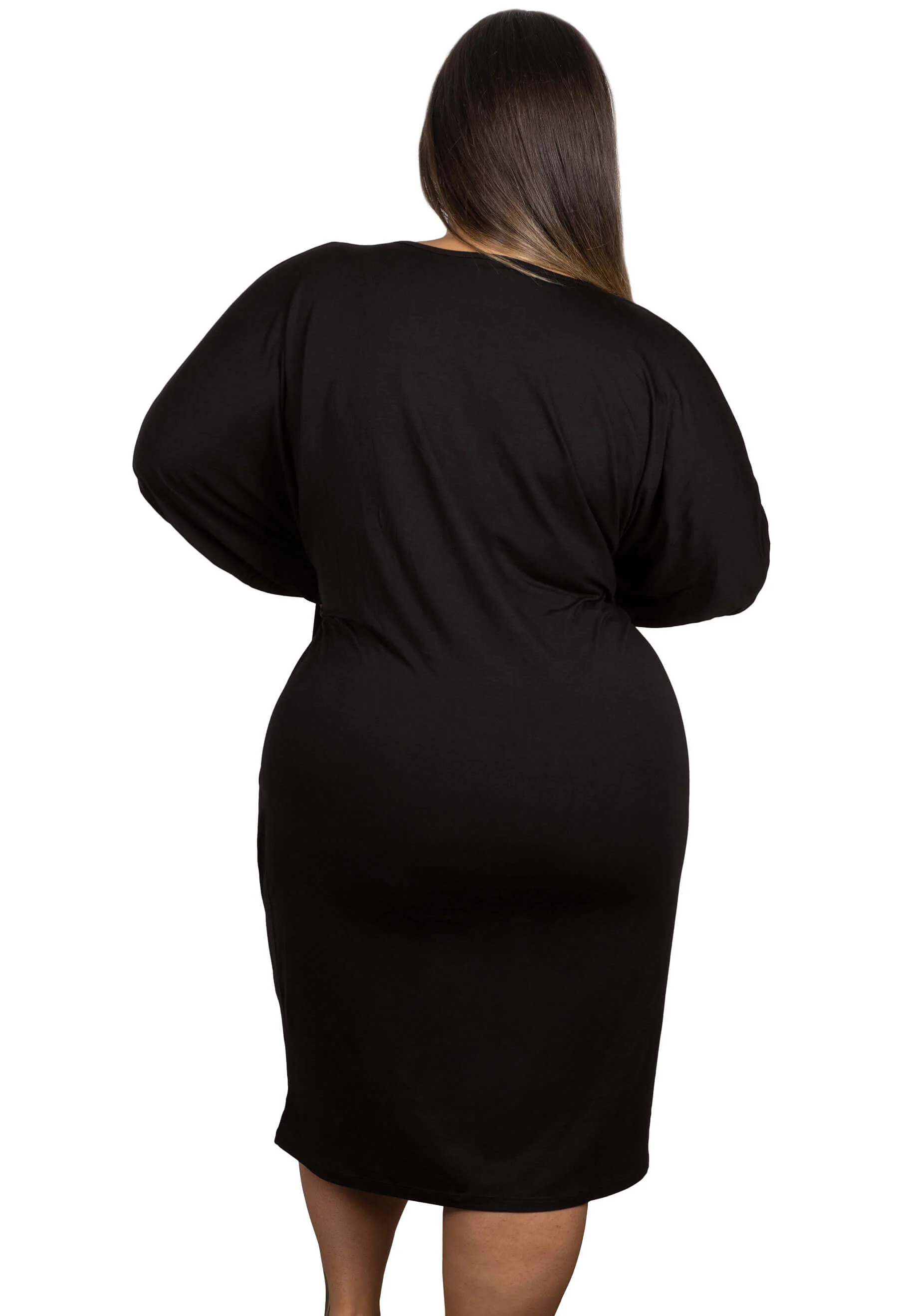 Plus Size Bamboo V Neck Draped Dress - Image 8